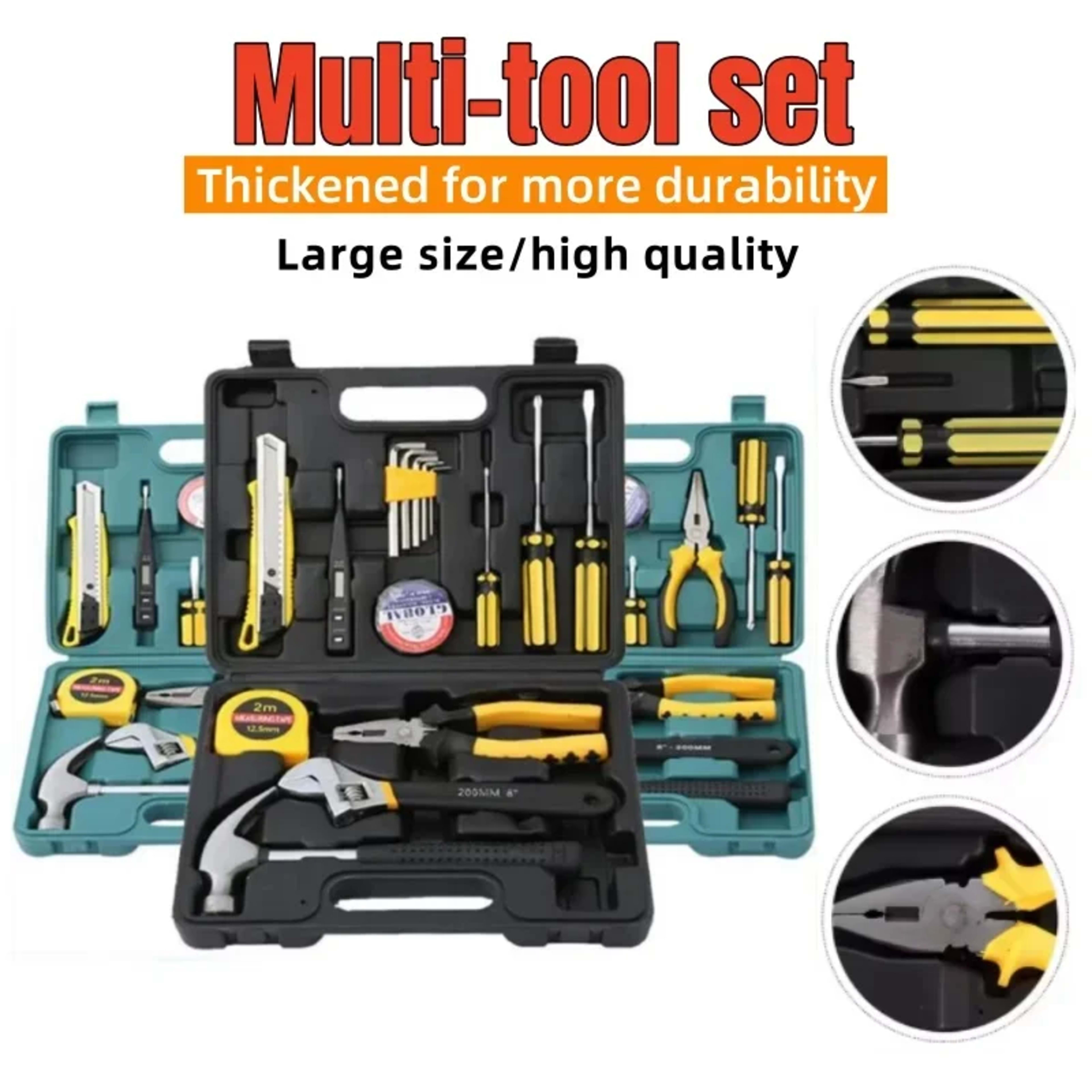 Tools Set General House Hold Hand Tool Kit with Plastic Toolbox Storage Case Used To Car Repair and Home Repair 2
