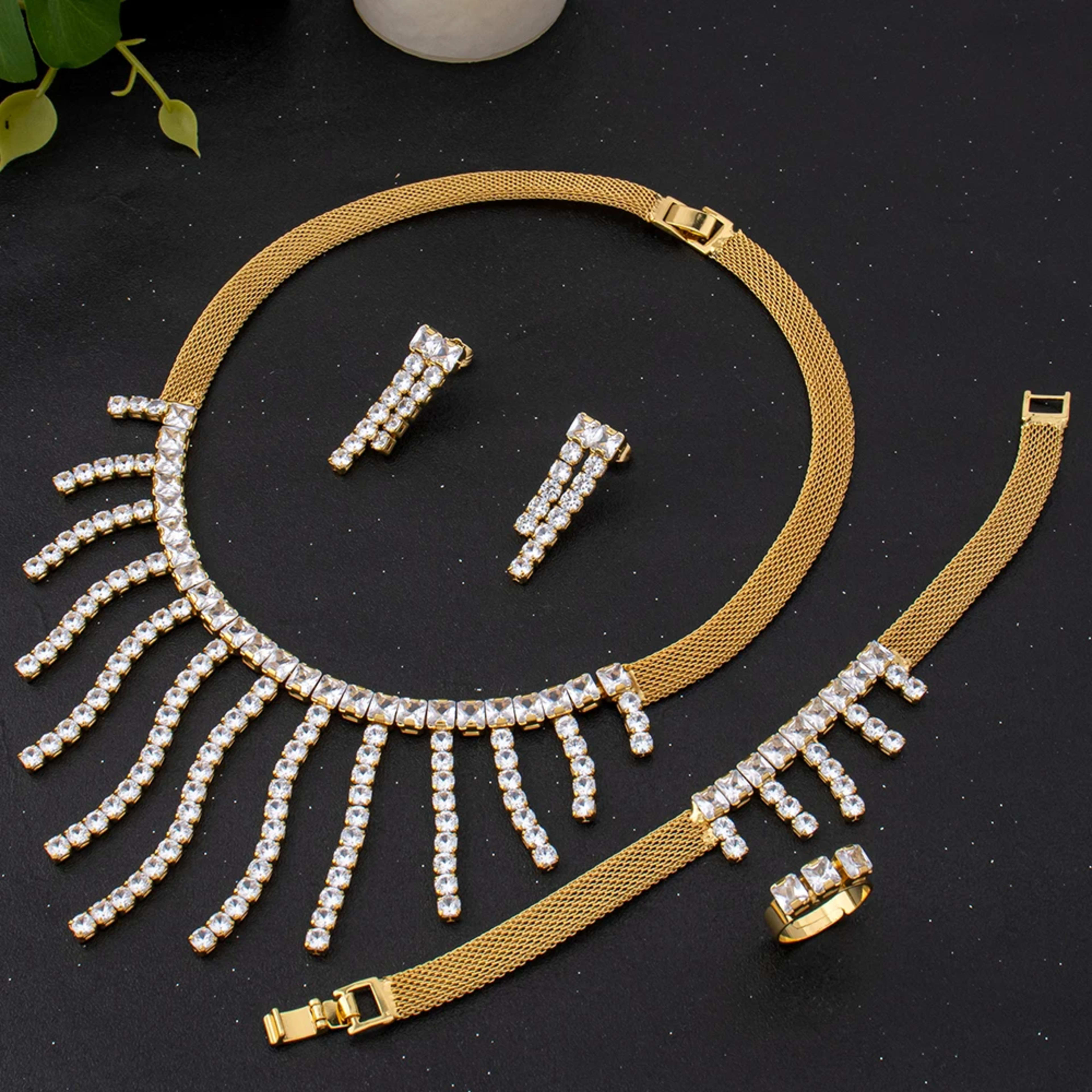 Jewelry For Women 2025 Brilliant Cubic Zircon Necklace Earrings Ring and Bracelet Wedding Bridal Jewelry Sets Dress Acce 10
