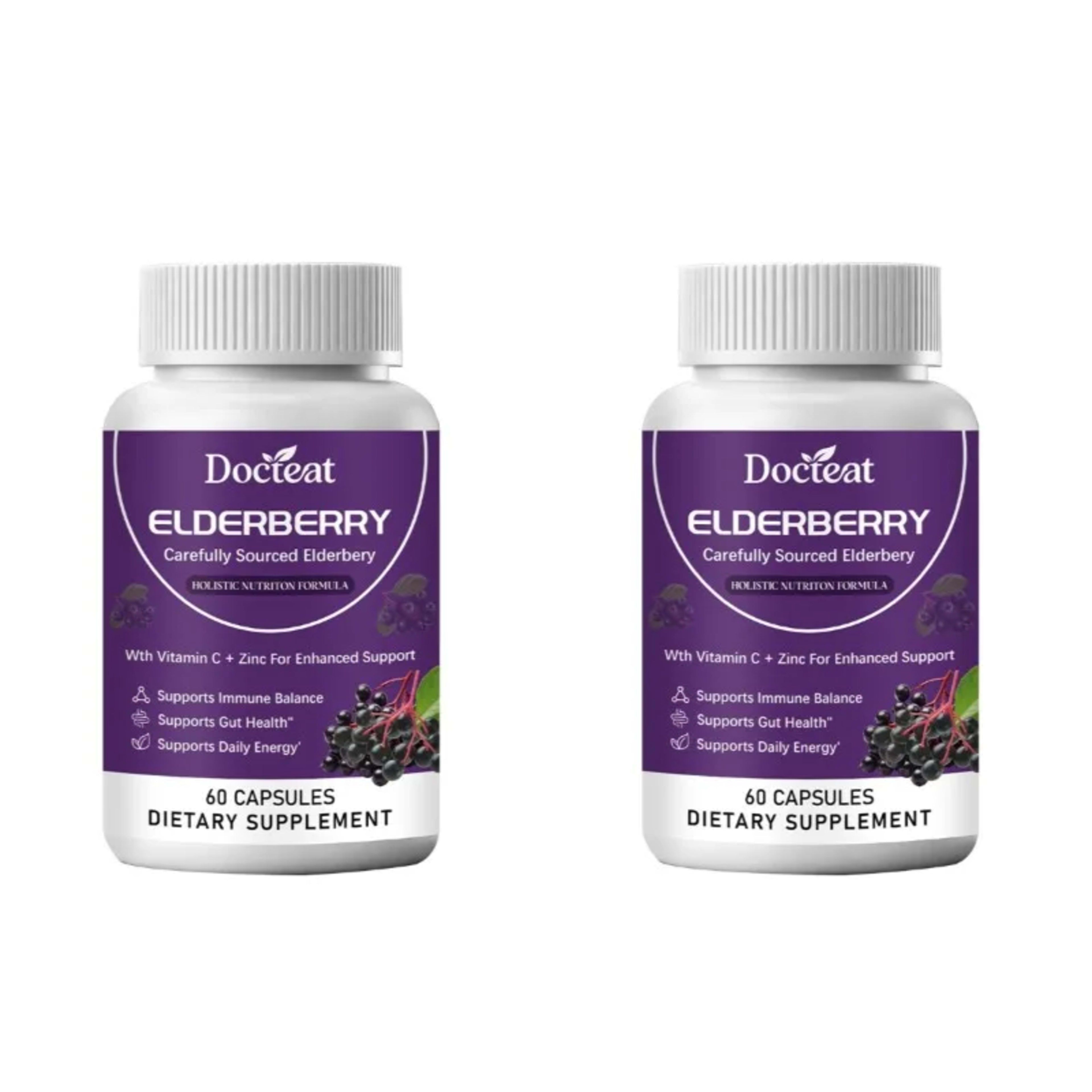 Elderberry Capsule Supplement Contain Elderberry Extract,vitaminC and Zinc Support Intestinal Health & Daily Energy Inta