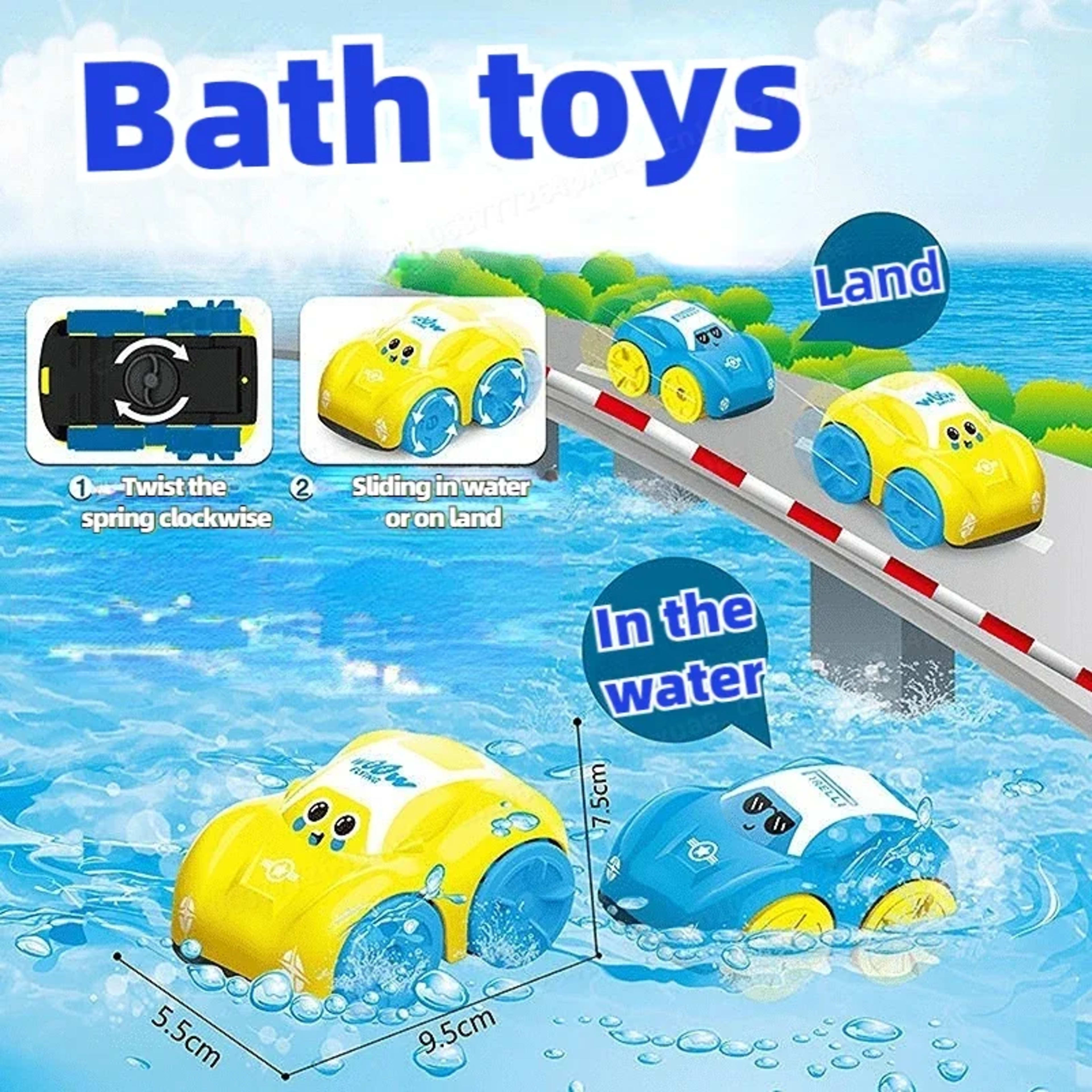Baby Bath Toys Amphibious Cars Bathroom Floating Clockwork Toy Car Children Bathing Cartoon Swimming Water Playing Toy f 2