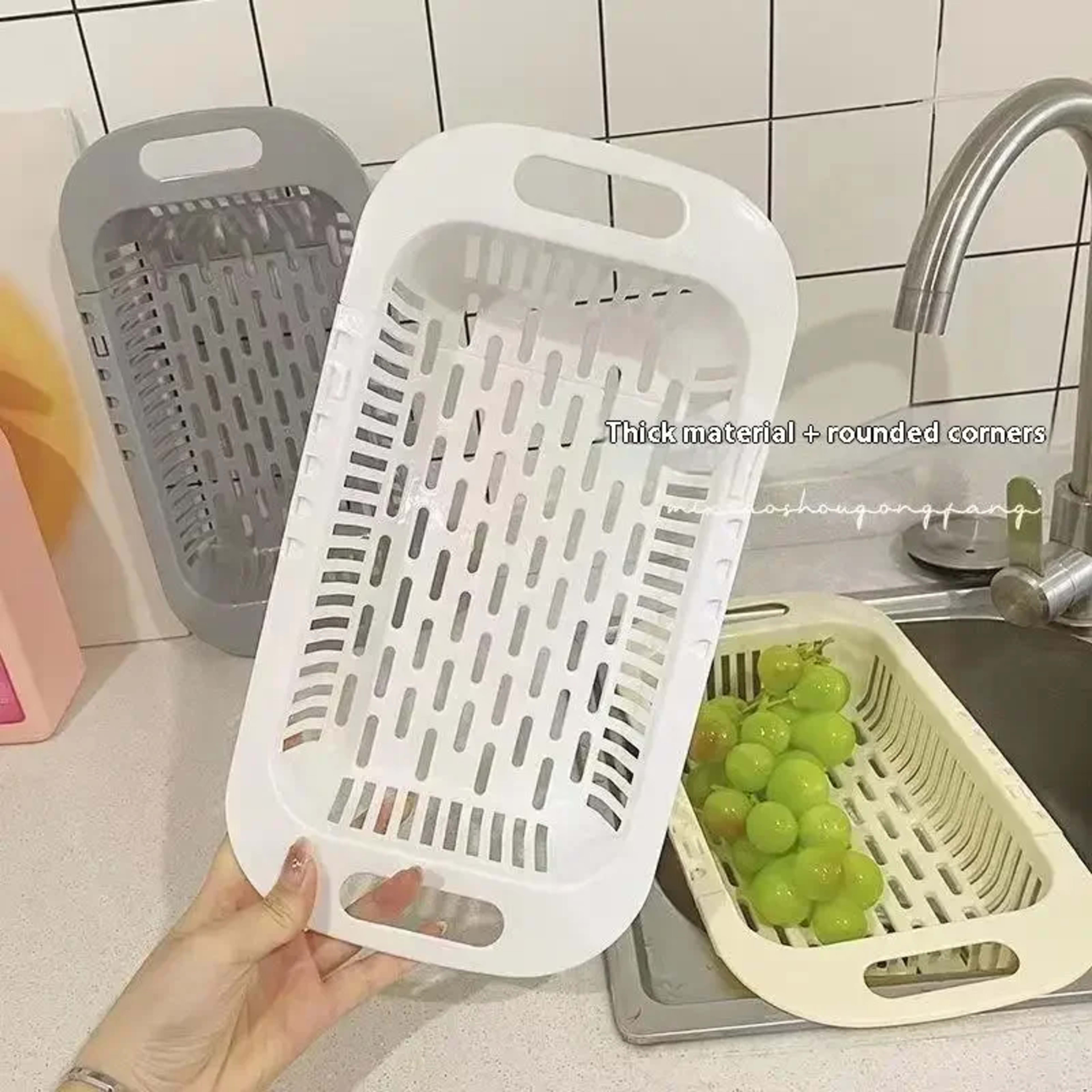 Kitchen Organizer Soap Sponge Holder Sink Rack Telescopic Drain Rack Adjustable Vegetable Drain Basket Kitchen Organizer 5