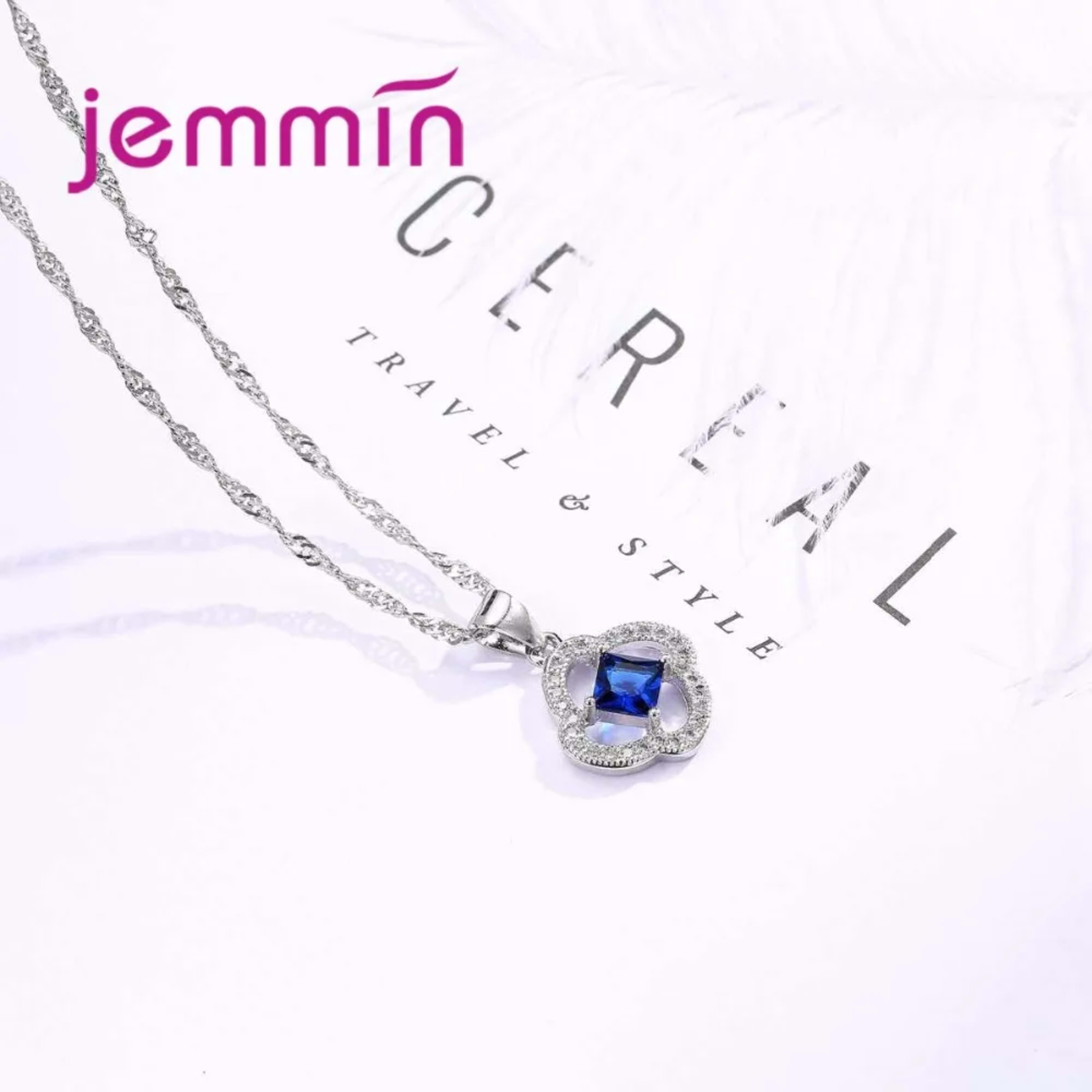 Women Jewelry Set Trendy 925 Silver  Cubic Zirconia Pendants Necklace Dangle Earrings Set For Engagement Wedding Accesso 4