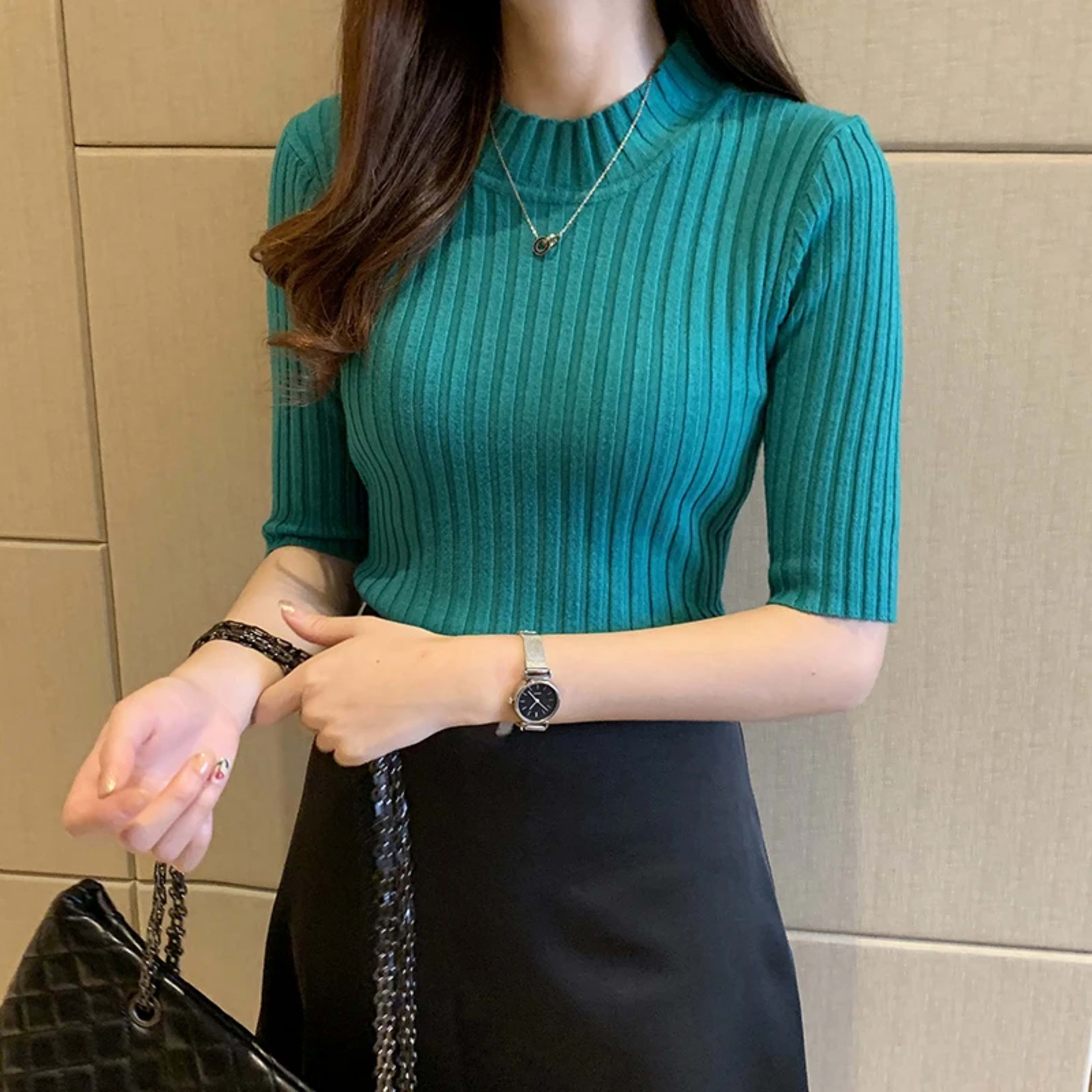 Blusas Mujer Blouses Top FemmeTops Women Blusas Mujer De Moda 2024 Verano Short Sleeve Knit Blouse Women Knitted Pullove 3