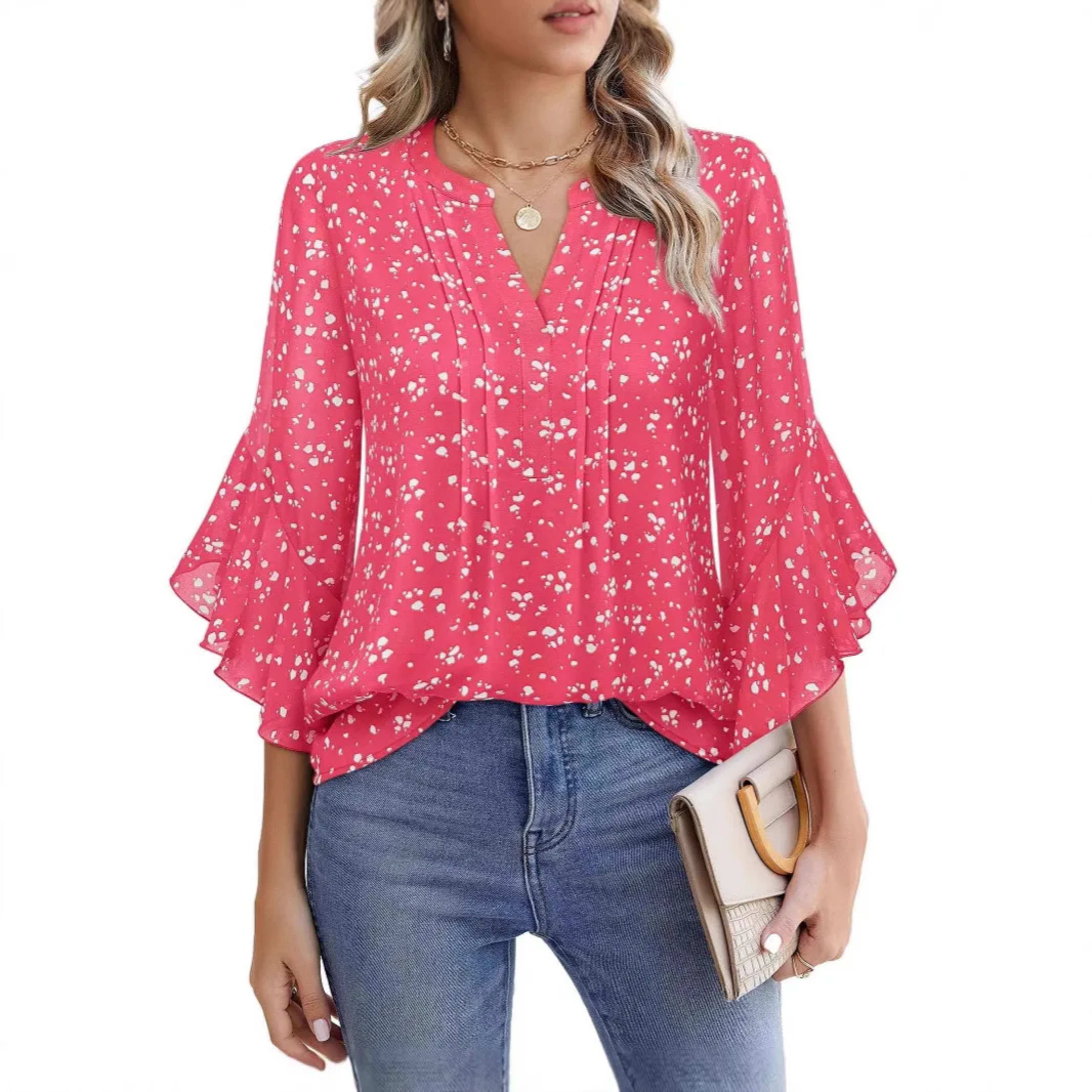 Fashion Woman Blouse Shirts For Women Stylish Top Casual Wave Point Print Tops Female Elegant Chiffon Mujer Woman Clothe 15