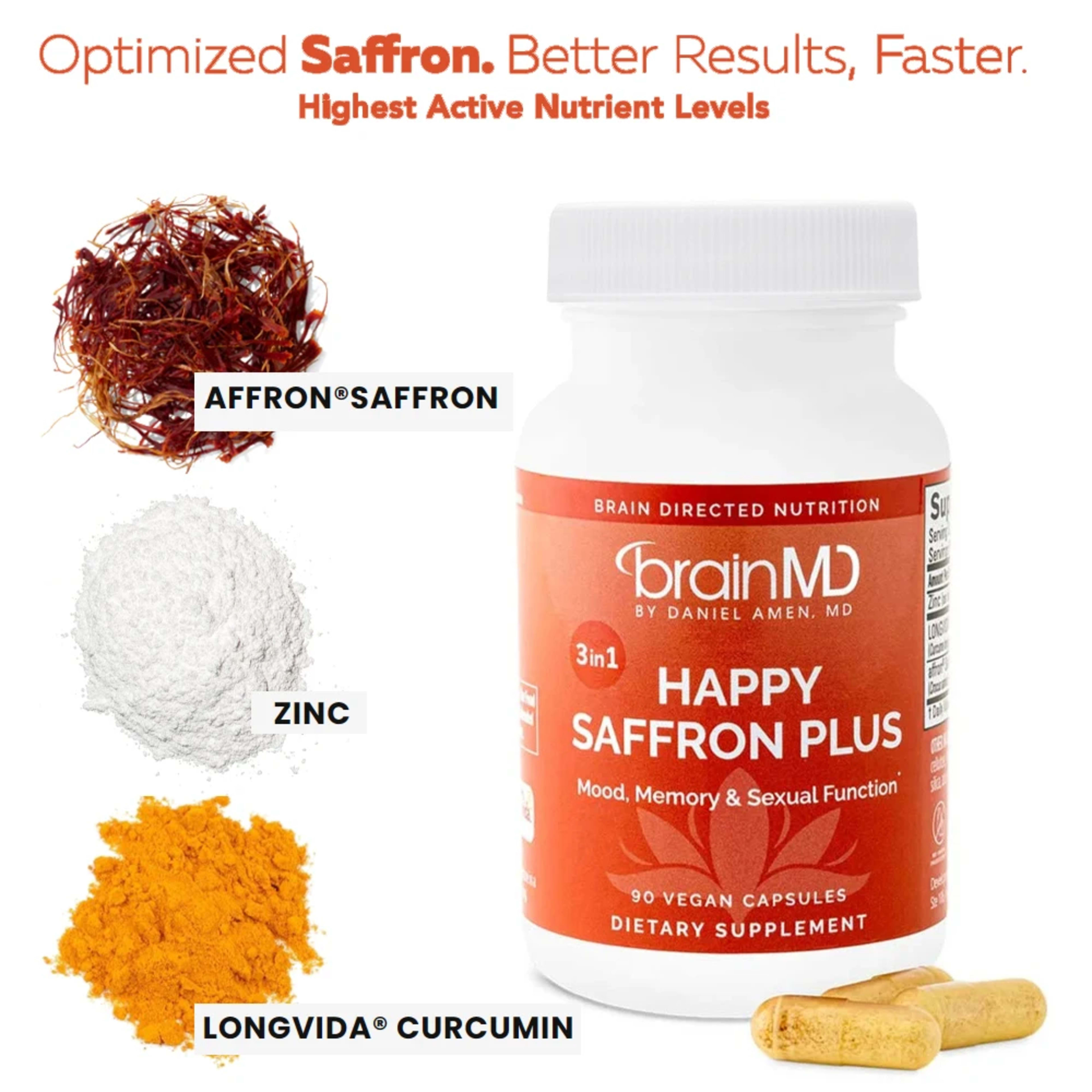 Saffron Supplements With Saffron Flower Extract, Curcumin & Zinc for Mood, Memory & Eye Health, Joint Supplements for Me
