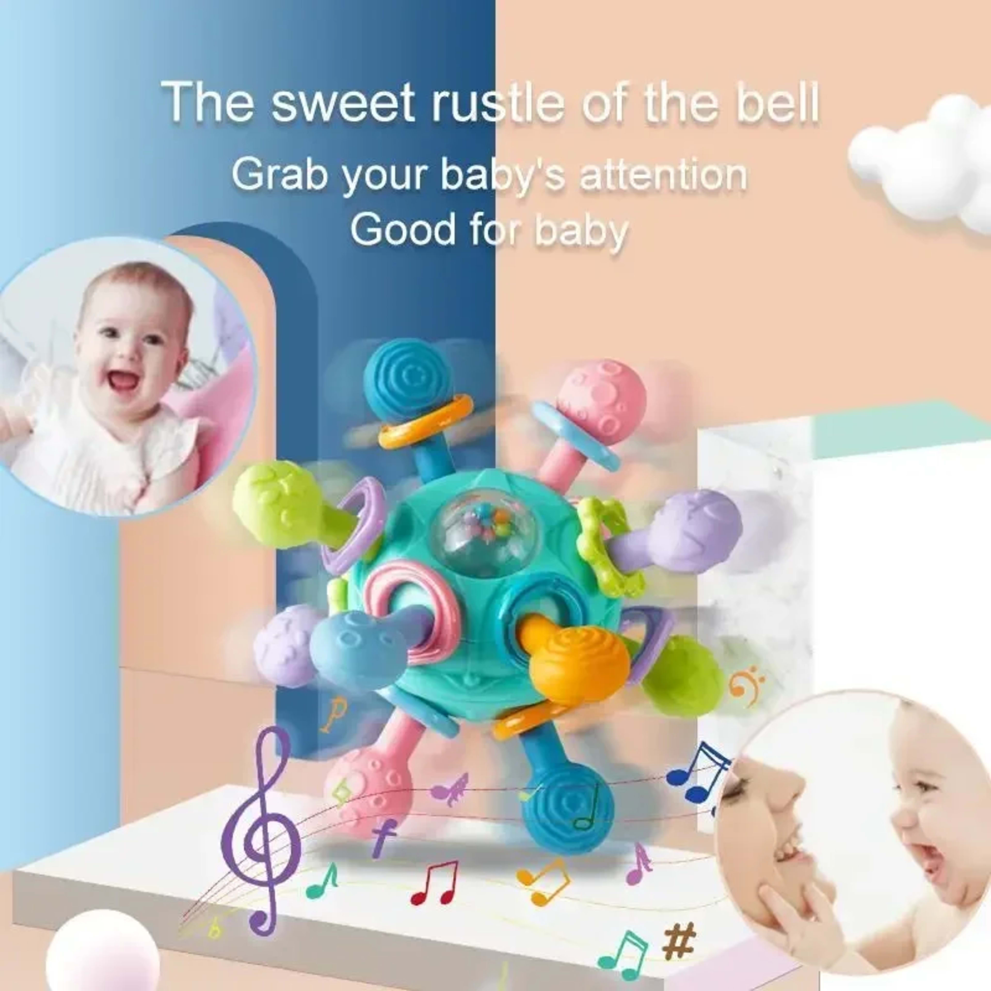 Baby Toys 0 12 Months Rotating Rattle Ball Grasping Activity Baby Development Toy Silicone Teether Baby Sensory Toys for 2