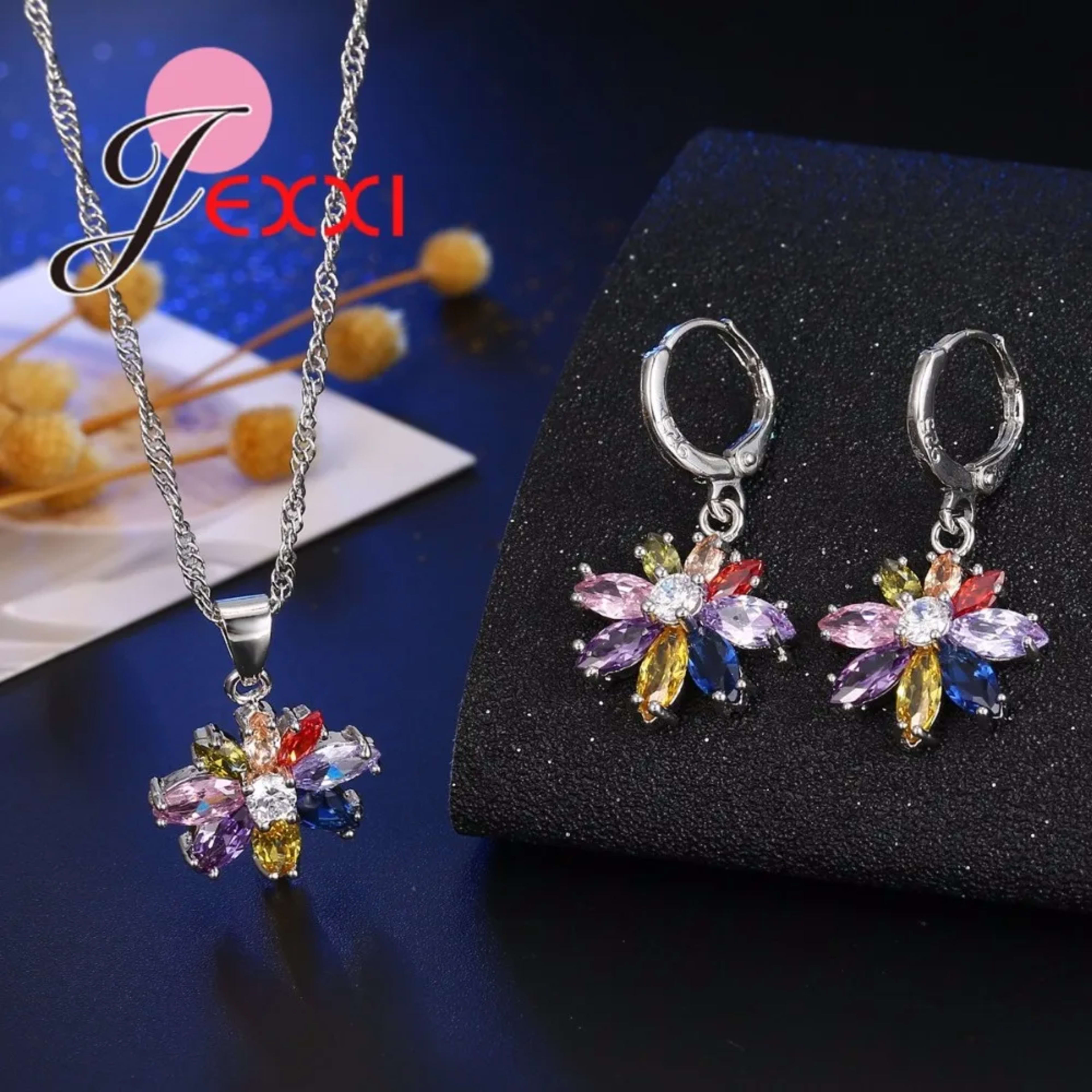 Women Pretty Jewelry Decoration Hot 925 Sterling Silver Cubic Zirconia Jewelry Set Pendant Necklace Earring Sets Promoti 5