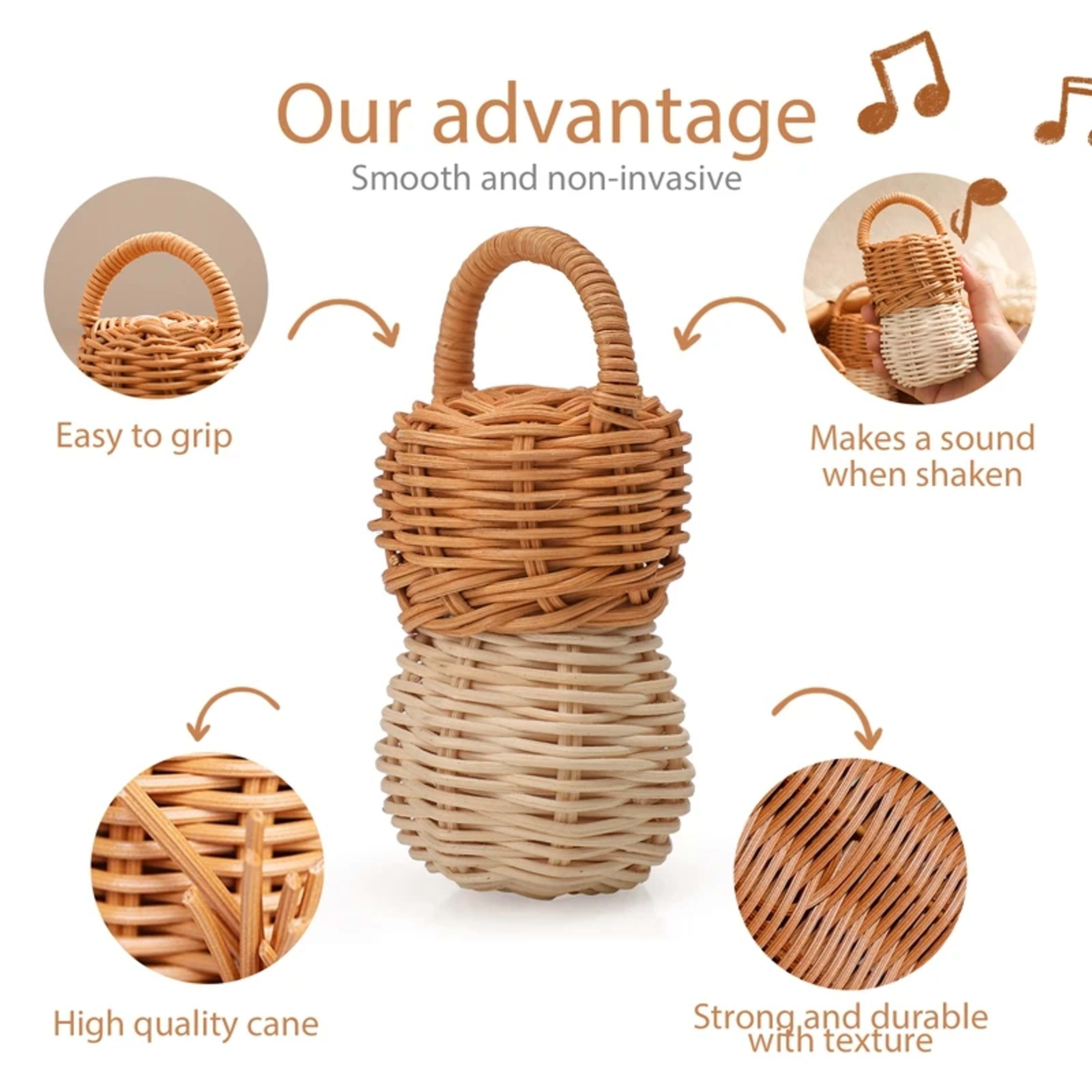 Baby Toys  Rattan Pine Bell  Wooden Rattan Toys  Wooden Baby Rattle  Rattan Toy  Bell rattle Toy Baby pro  Baby Comfort  5