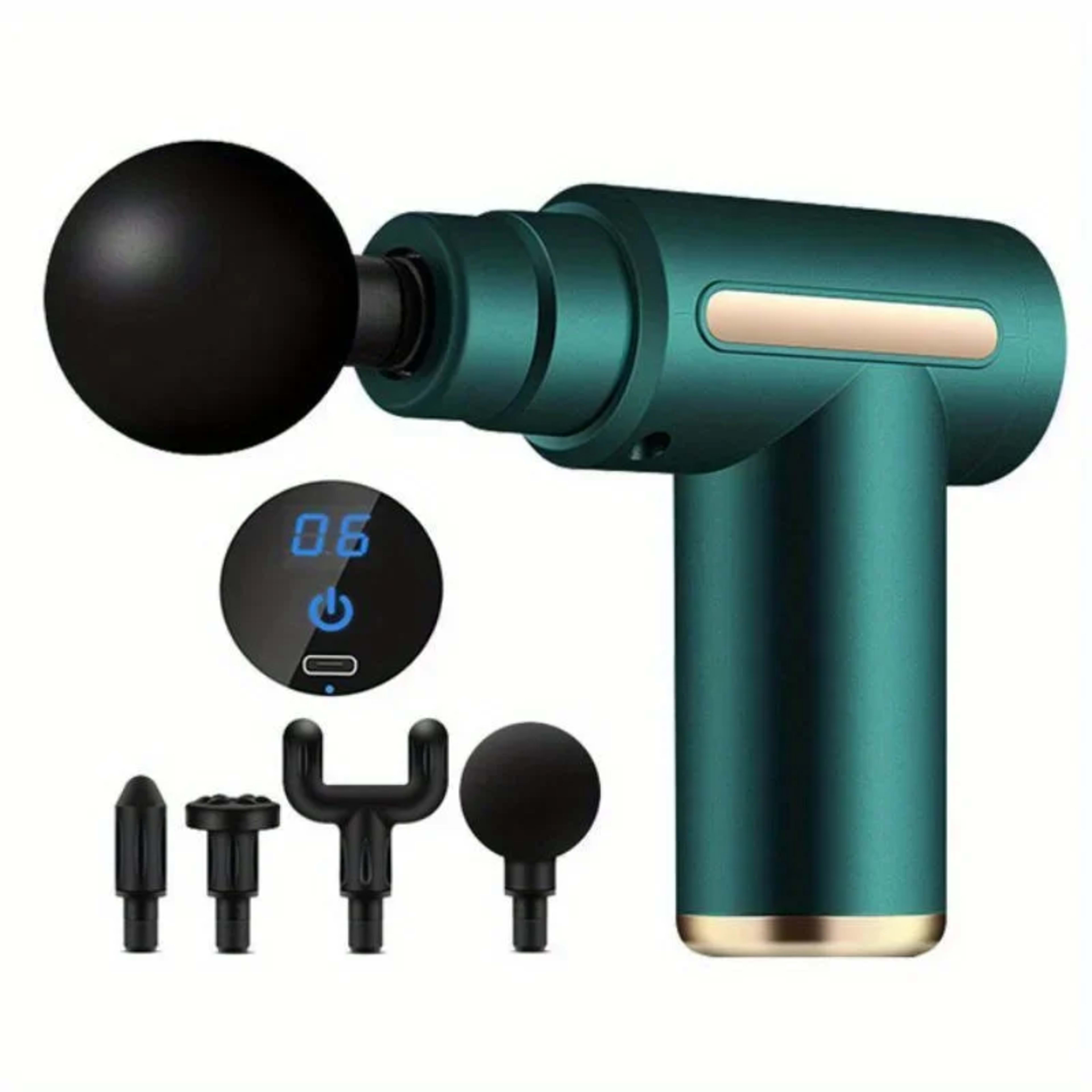 Portable Fascial Massage Gun Electric Percussion Pistol Massager Body Relaxation With LED Touch Screen 4Replaceable Mass 8