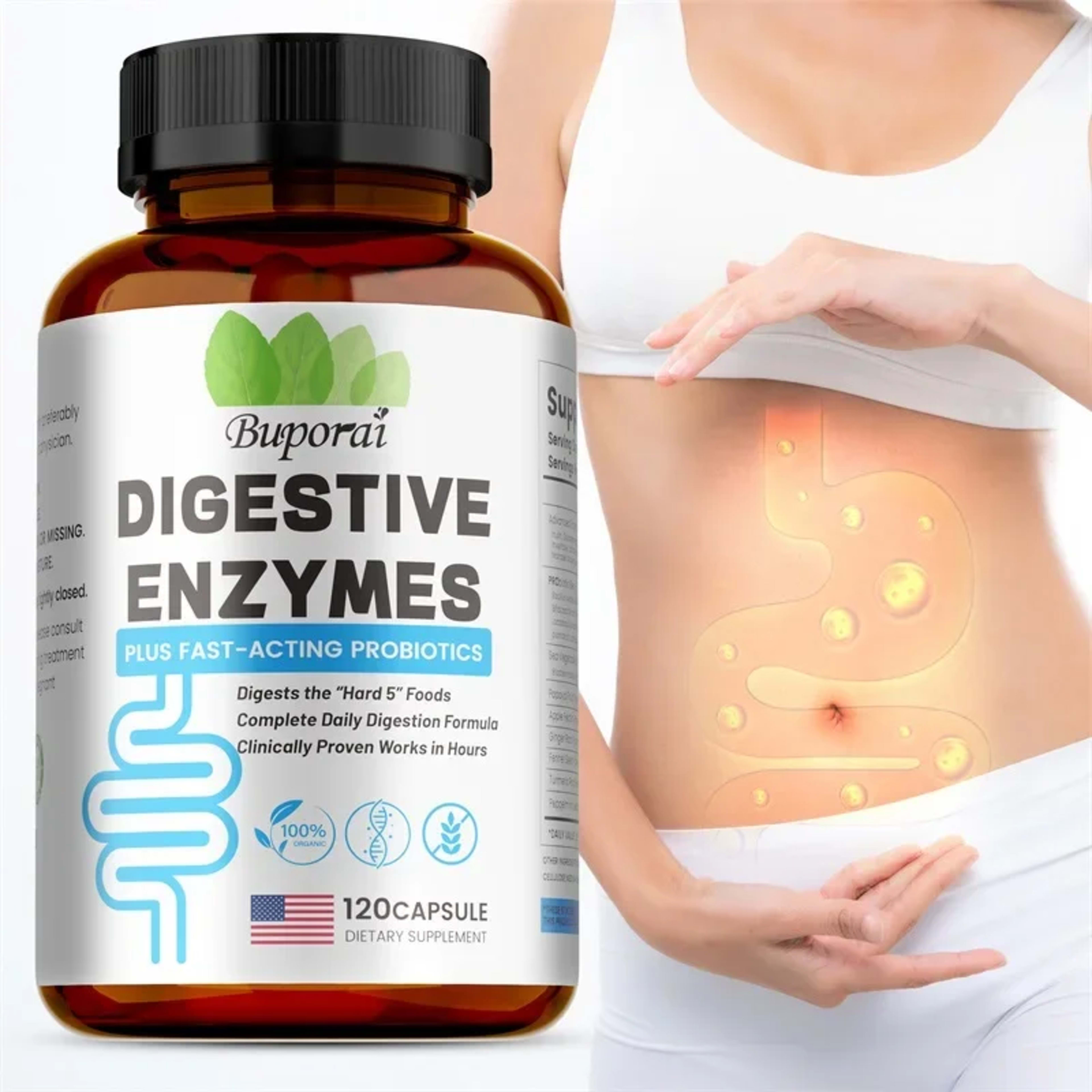 Digestive Enzymes Supplement - Digestion and Intestinal Health for Adults Men and Women, Promotes Nutrient Absorption 1