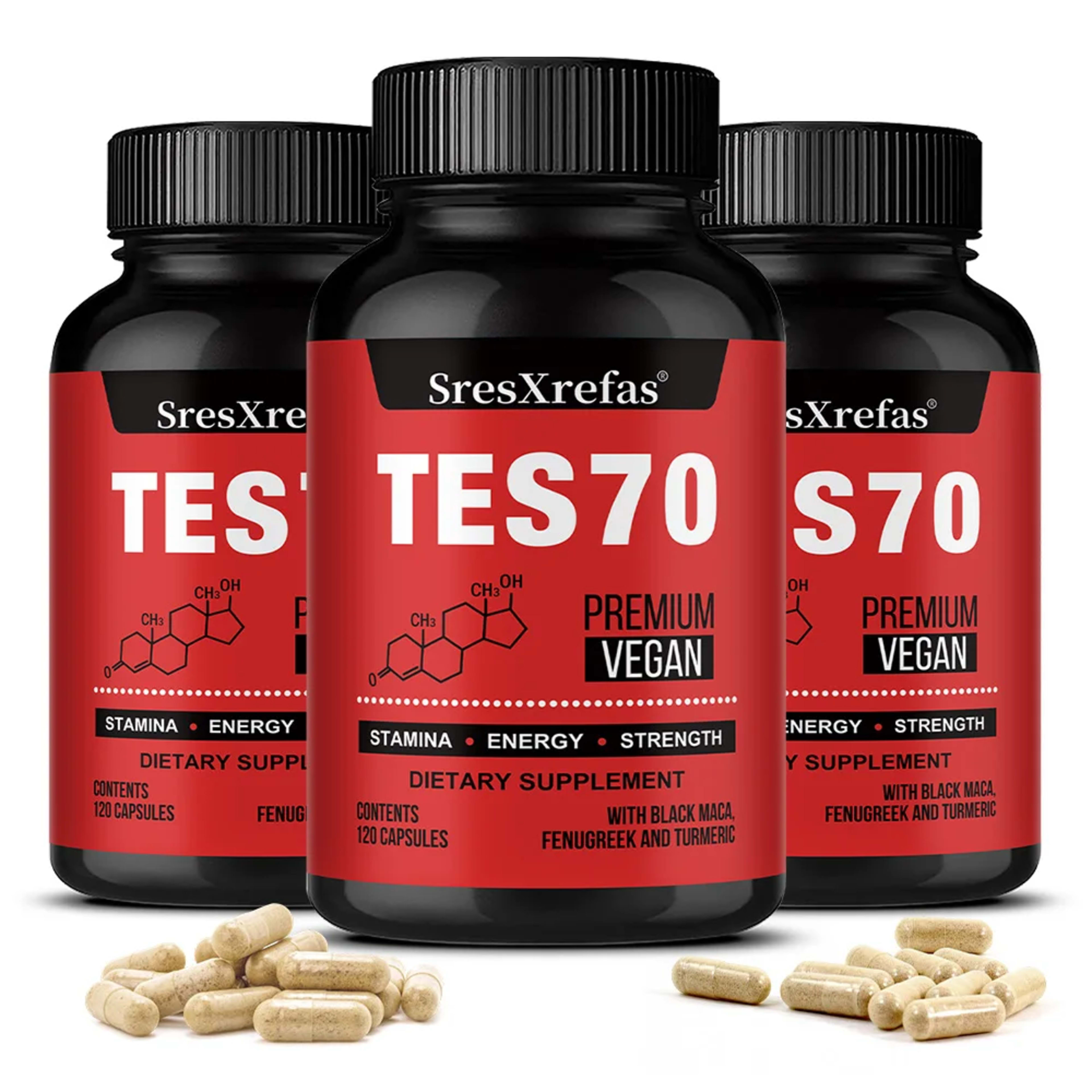 Fenugreek Supplement Capsules, with Turmeric, Black Maca, Endurance, Energy, Strength Support, Improves Mood, Overall He