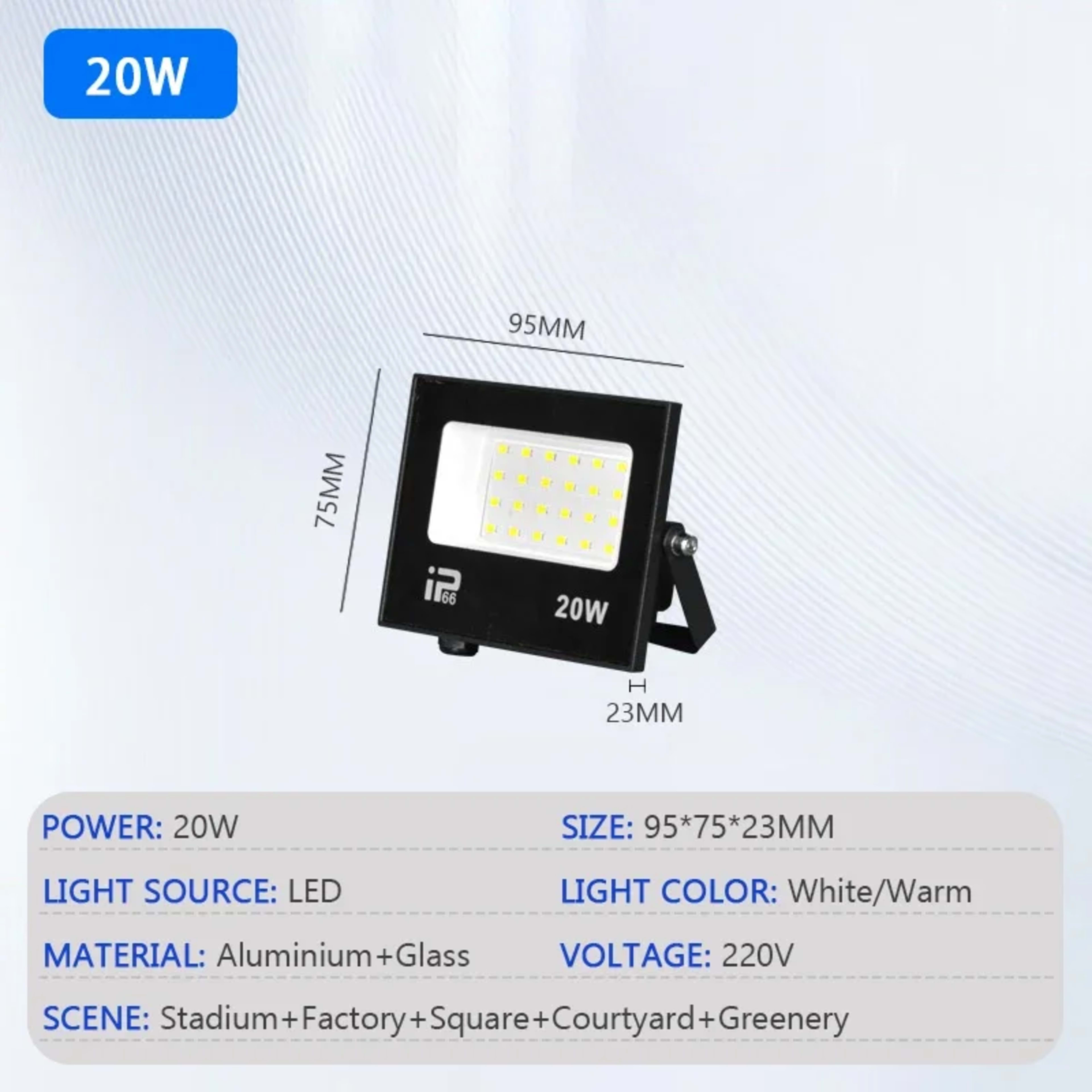 LED Floodlight Outdoor IP66 Waterproof Path Light Spotlight 10W 20W 30W 50W 100W 200W Outdoor Garden Porch Courtyard Lam 12