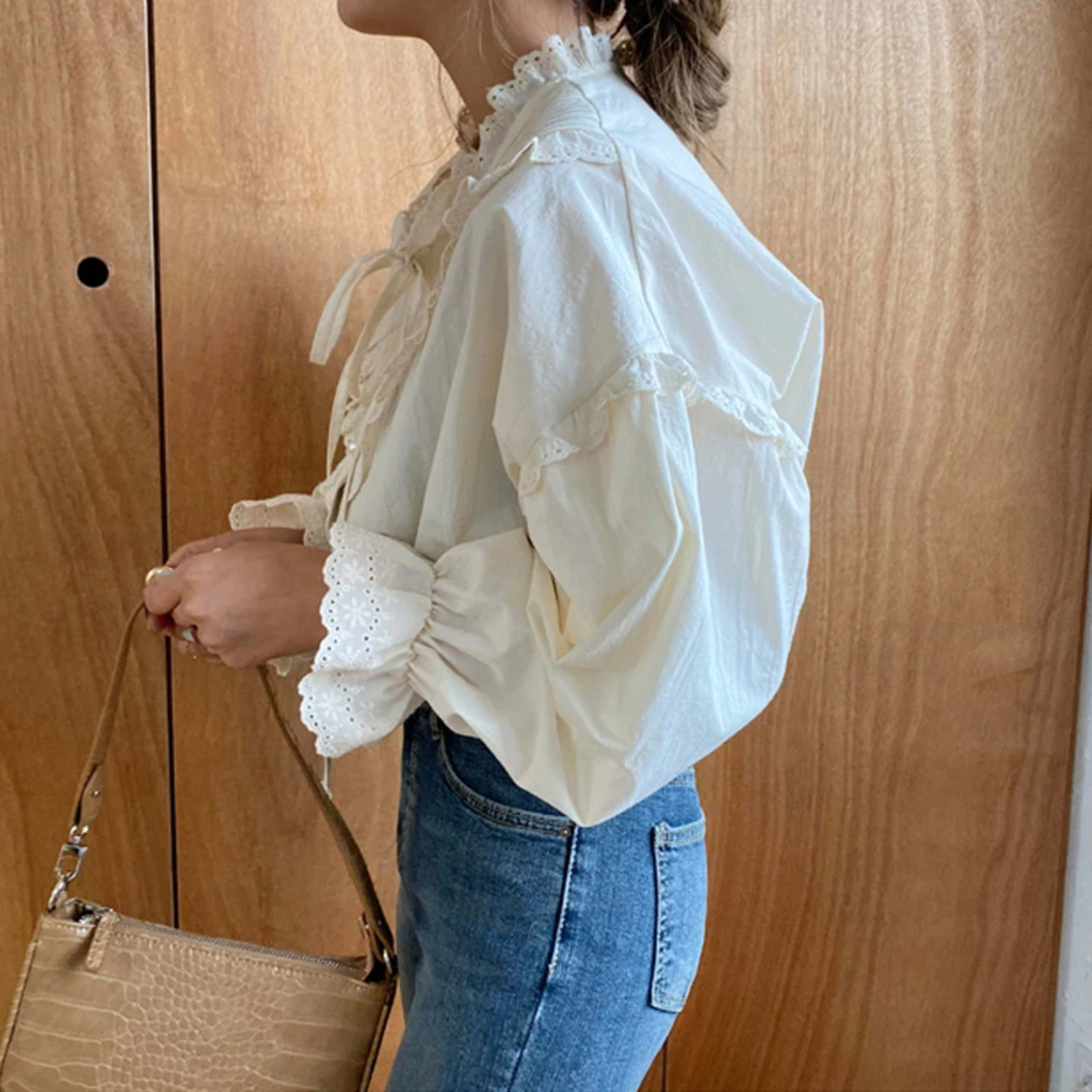 Blusas Mujer De Moda 2023 Casual Women Shirt Spring Loose Vintage Tops Korean Style Long Lantern Sleeve Women Blouse Ele 5