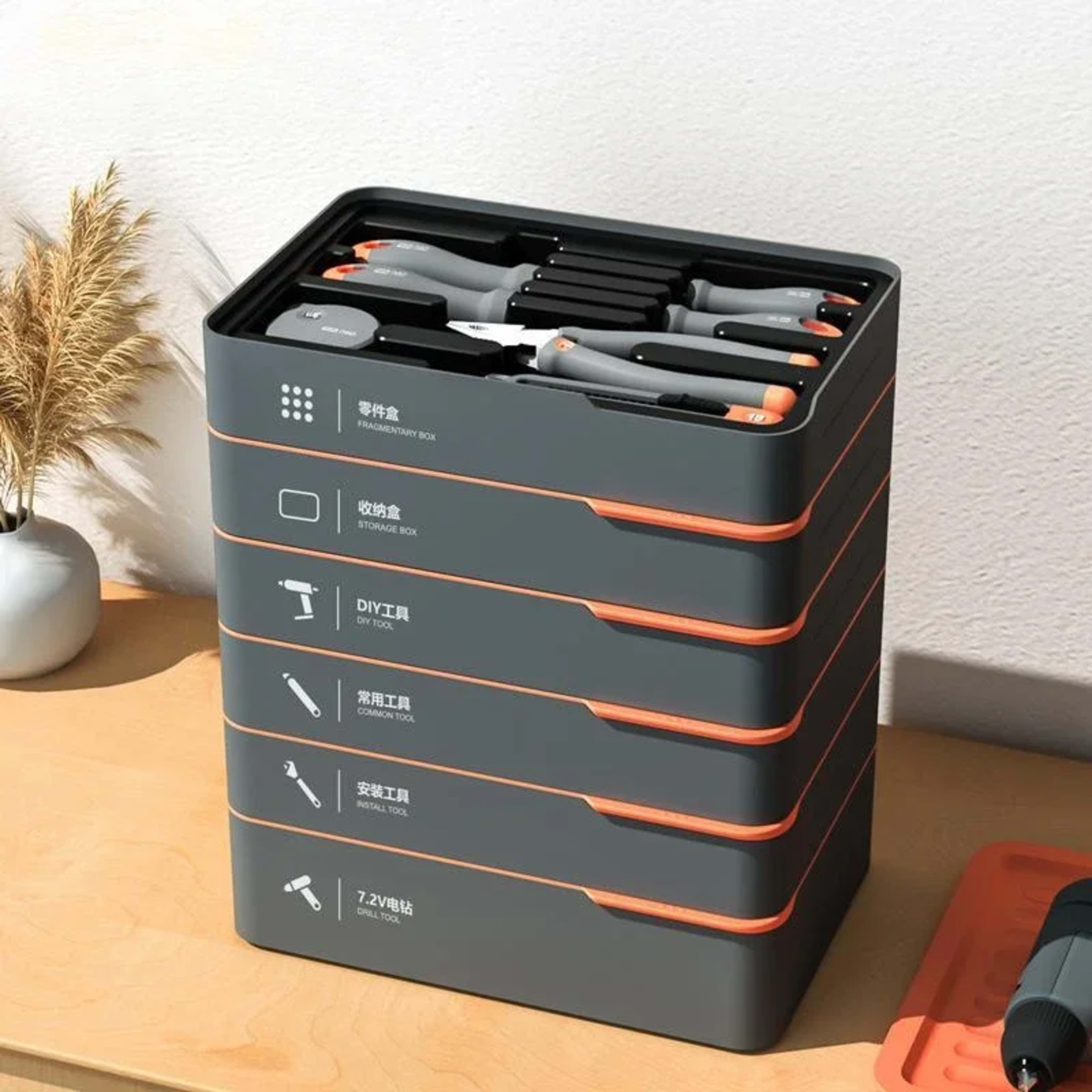 Home Repair Kit Wire Cutters Hammer Lithium Drill Emergency Repair Multifunctional Kit Storage Professional Hand Tool Se 2