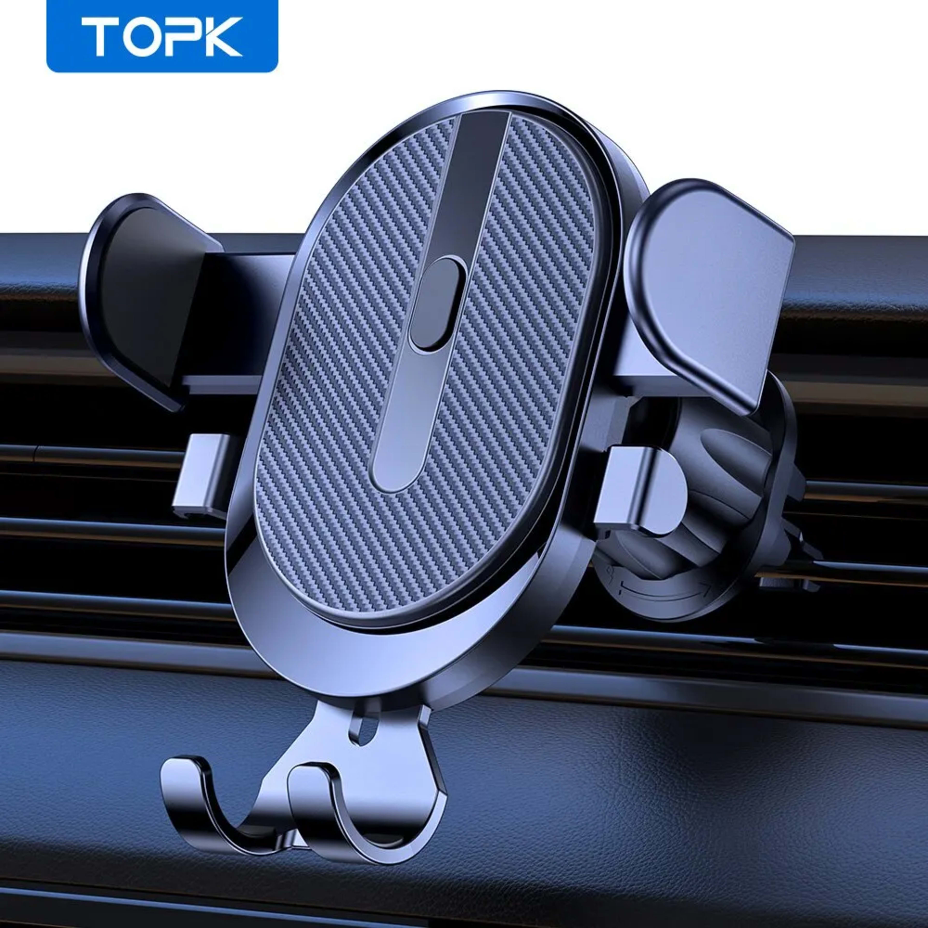 Car Phone Holder Mount, TOPK 2023 Upgrade Auto Locking Universal Phone Holder with Hook Clip for Car Air Vent for iPhone