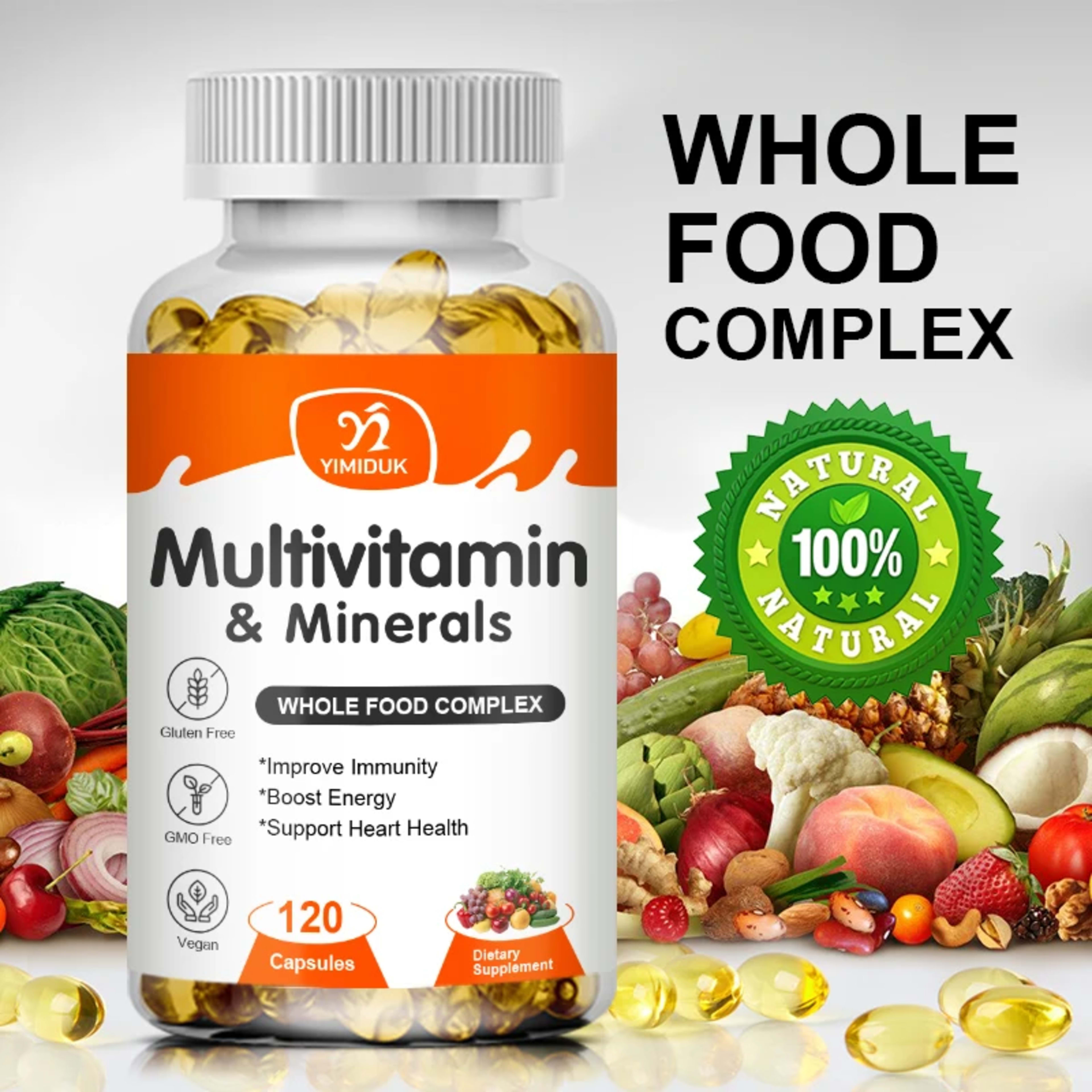 Multivitamin & Minerals Supplement,with Probiotics, Supports Digestive Health, Immunity, Heart Function, Energy & Antiox 2