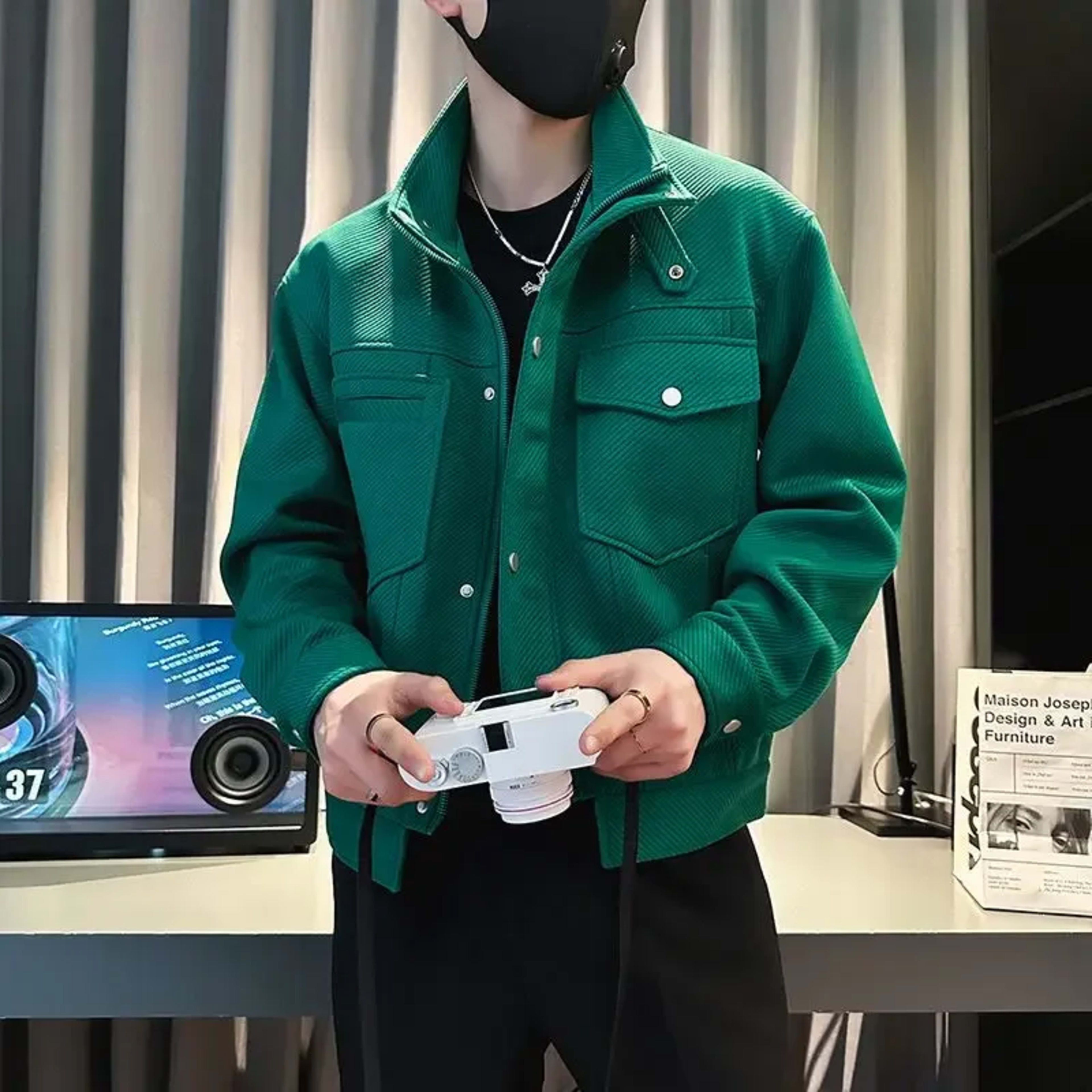 Jacket for Men Short Green Man Coat Cargo New in Y2k Cold High Quality Vintage Joker Luxury Designer Original Brands Che 4