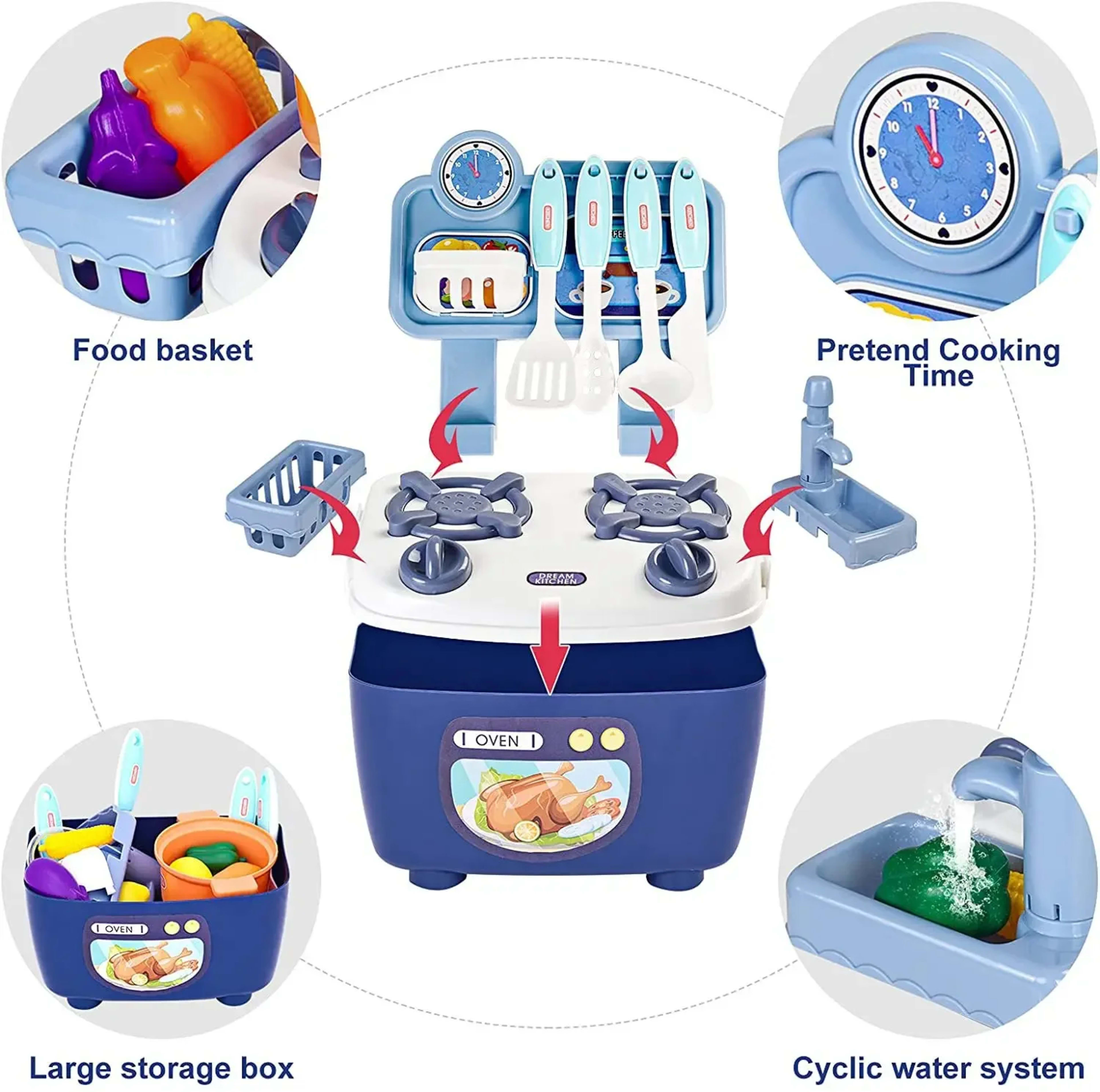 Kitchen Toys Imitated Chef Light Music Pretend Cooking Food Play Dinnerware Set Safe Cute Children Girl Toy Gift Fun Gam 5