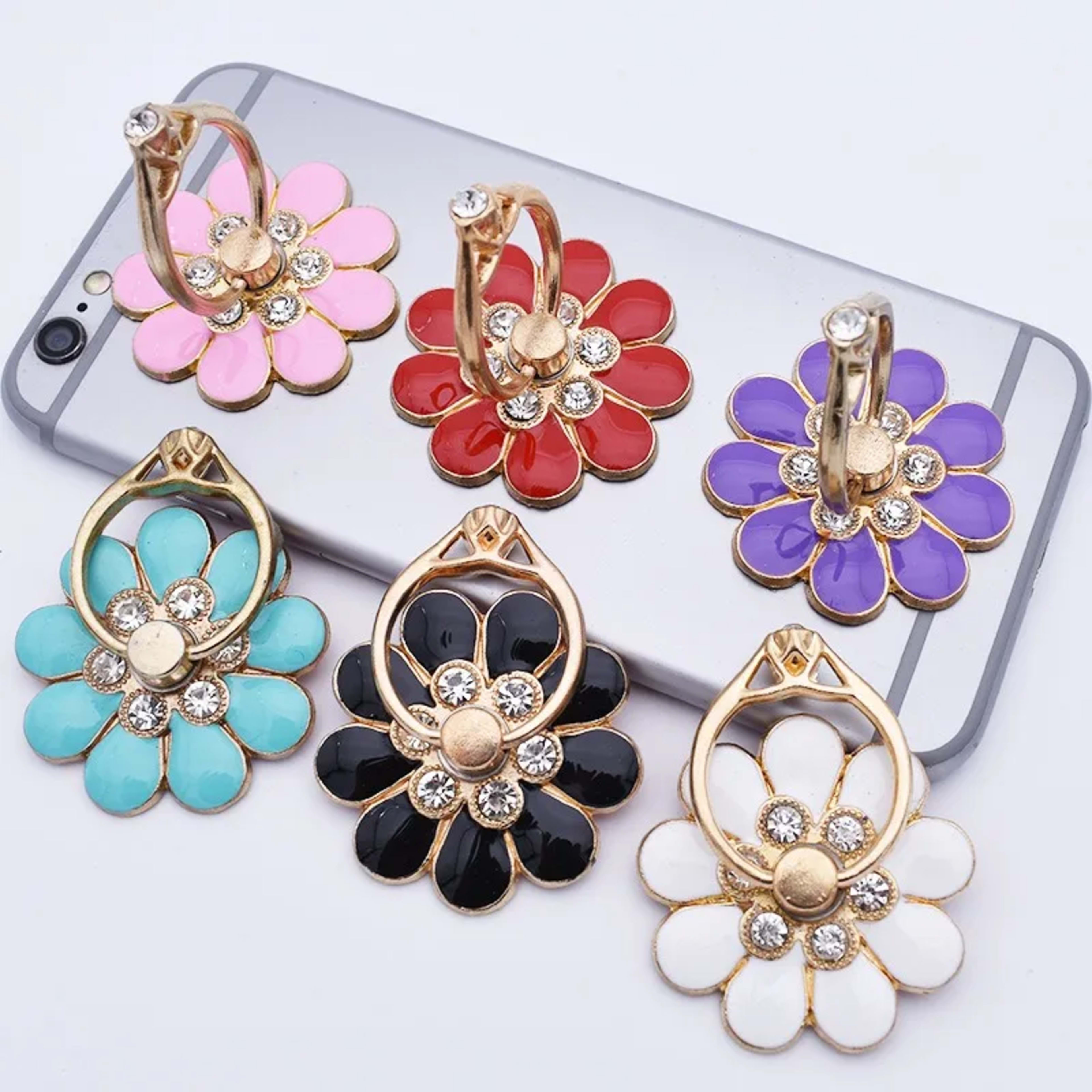 Mobile Phone Case Accessories Alloy Flower Phone Holder Creative Metal Ring Buckle Mobile Phone Decoration DIY Back Stic 1