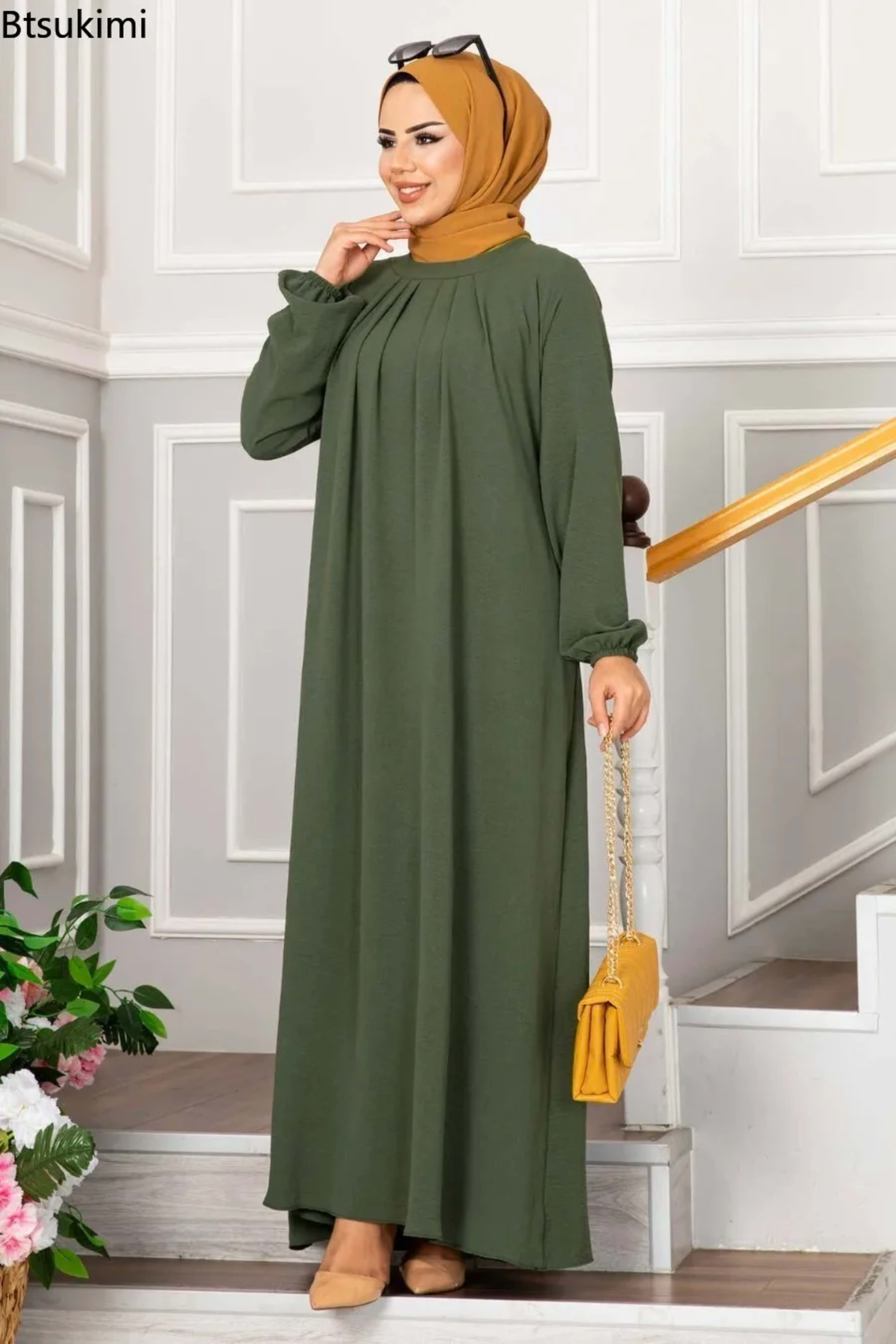 Evening Dress Women Abaya Hijab Femeles Y2K Ruched Muslim Dress Turkish Robe Kaftan Islamic Clothes Ball Gown Jalabiya f 4