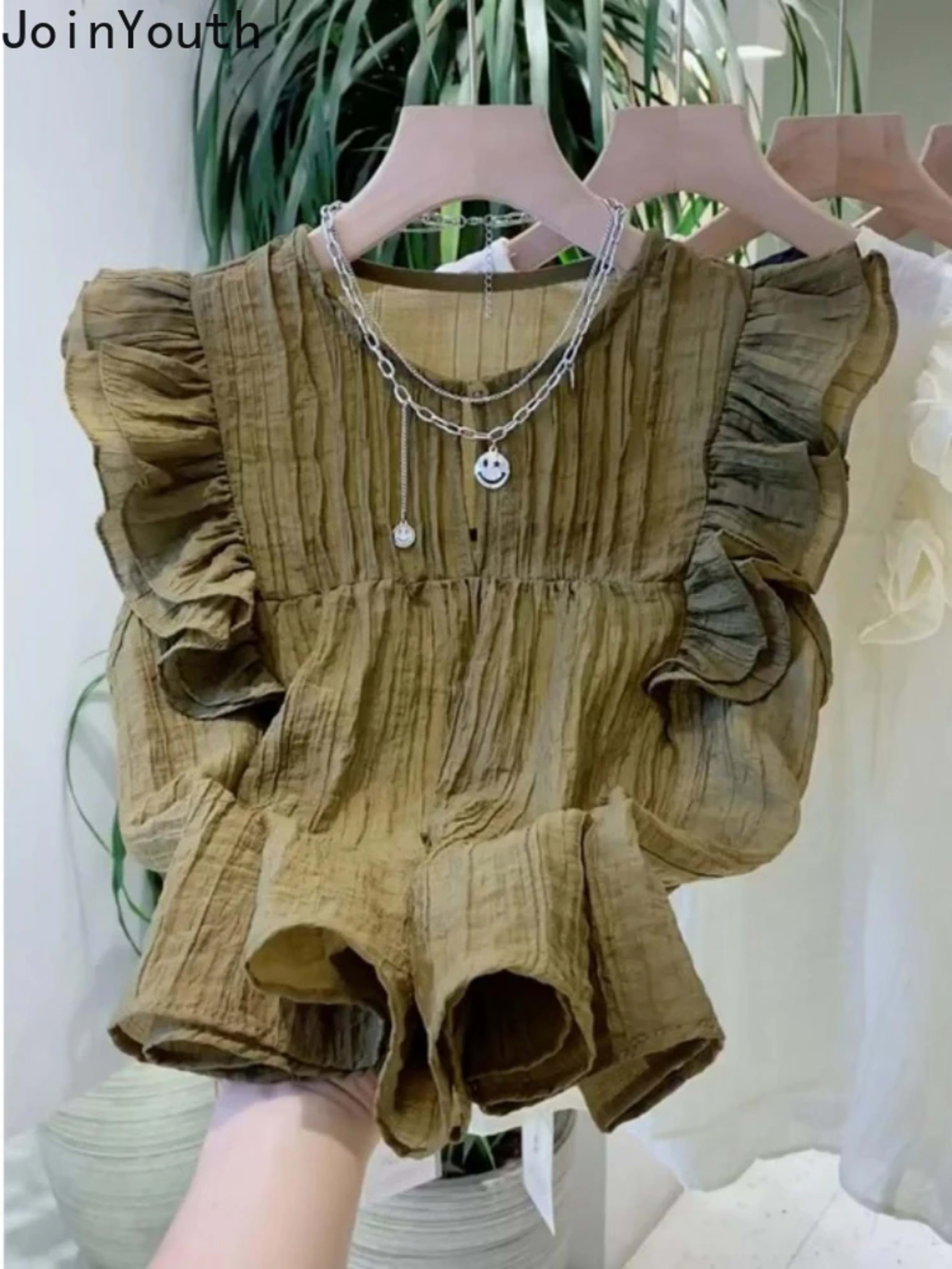 White Blouses for Women 2025 Blusas Mujer De Moda Sleeveless O-neck Loose Shirts Ruffles Loose Vintage Summer Blouse Top 3