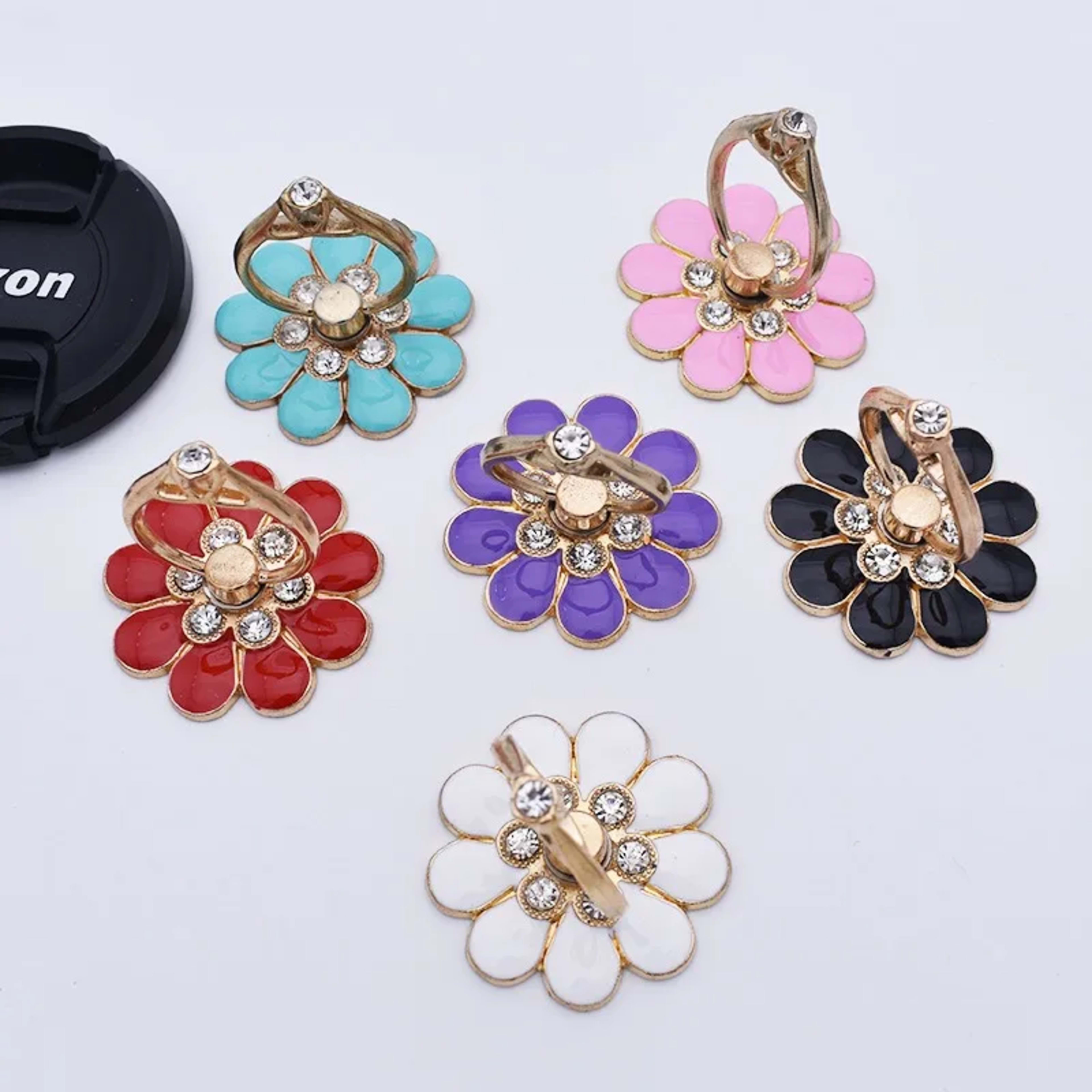 Mobile Phone Case Accessories Alloy Flower Phone Holder Creative Metal Ring Buckle Mobile Phone Decoration DIY Back Stic 2