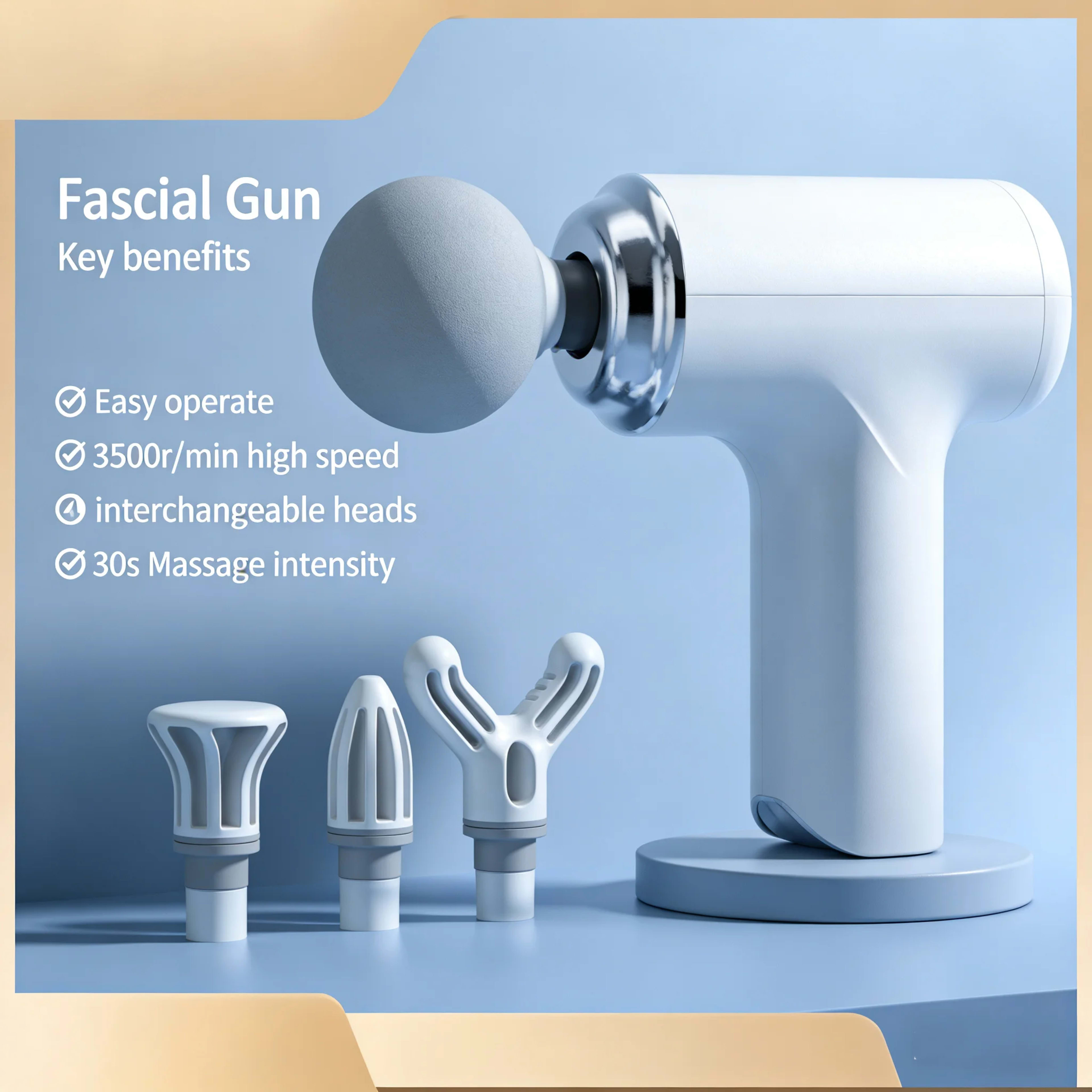 Portable Massage Gun with 4 Interchangeable Heads & LED Display - Full Body Percussion Massager for Deep Muscle Relaxati 3