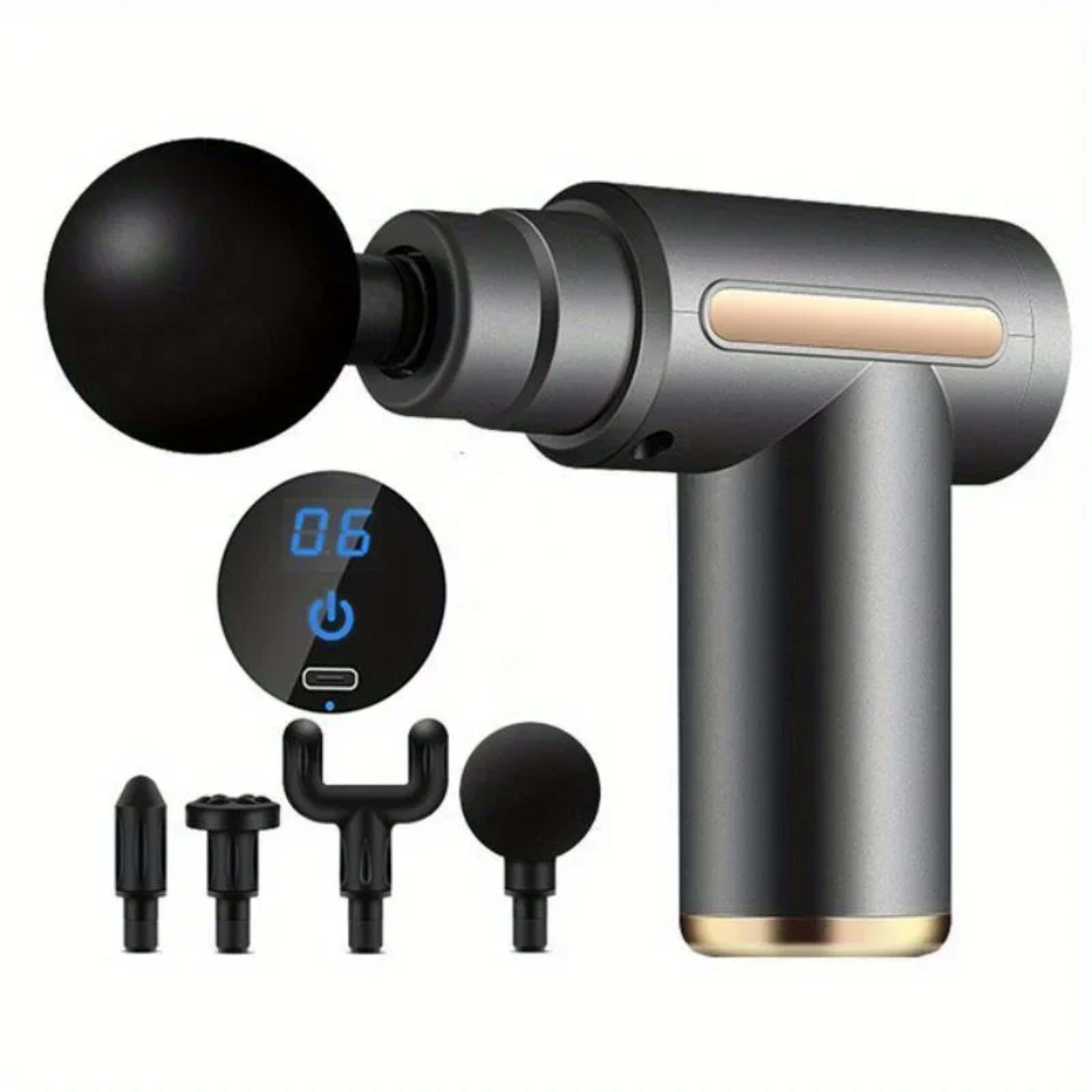 Portable Fascial Massage Gun Electric Percussion Pistol Massager Body Relaxation With LED Touch Screen 4Replaceable Mass 10