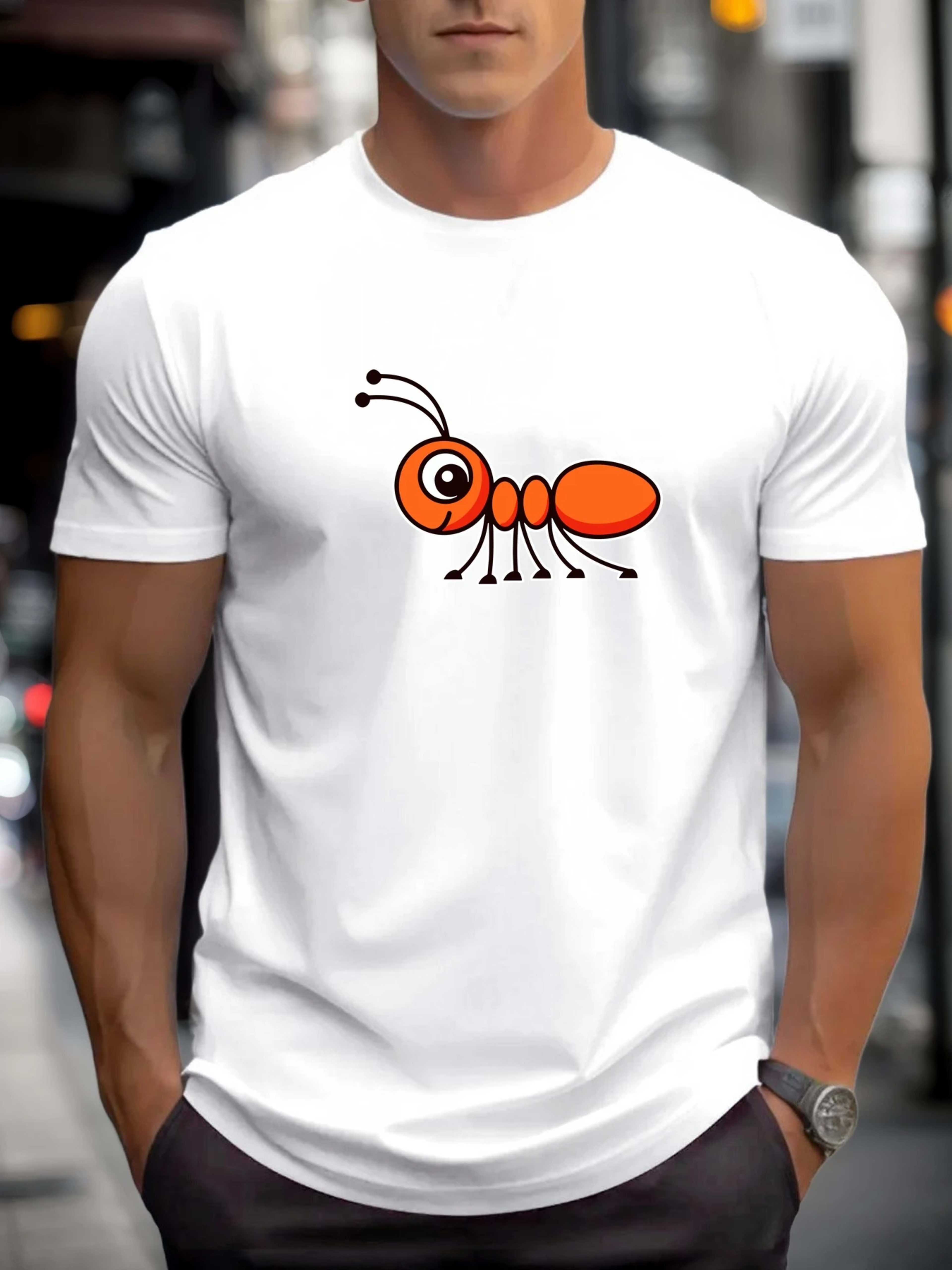 T Shirts For Men Ant 100% Cotton Graphic Printing Summer Round Neck T-Shirt Casual Breathable Street Style Daily Top 3