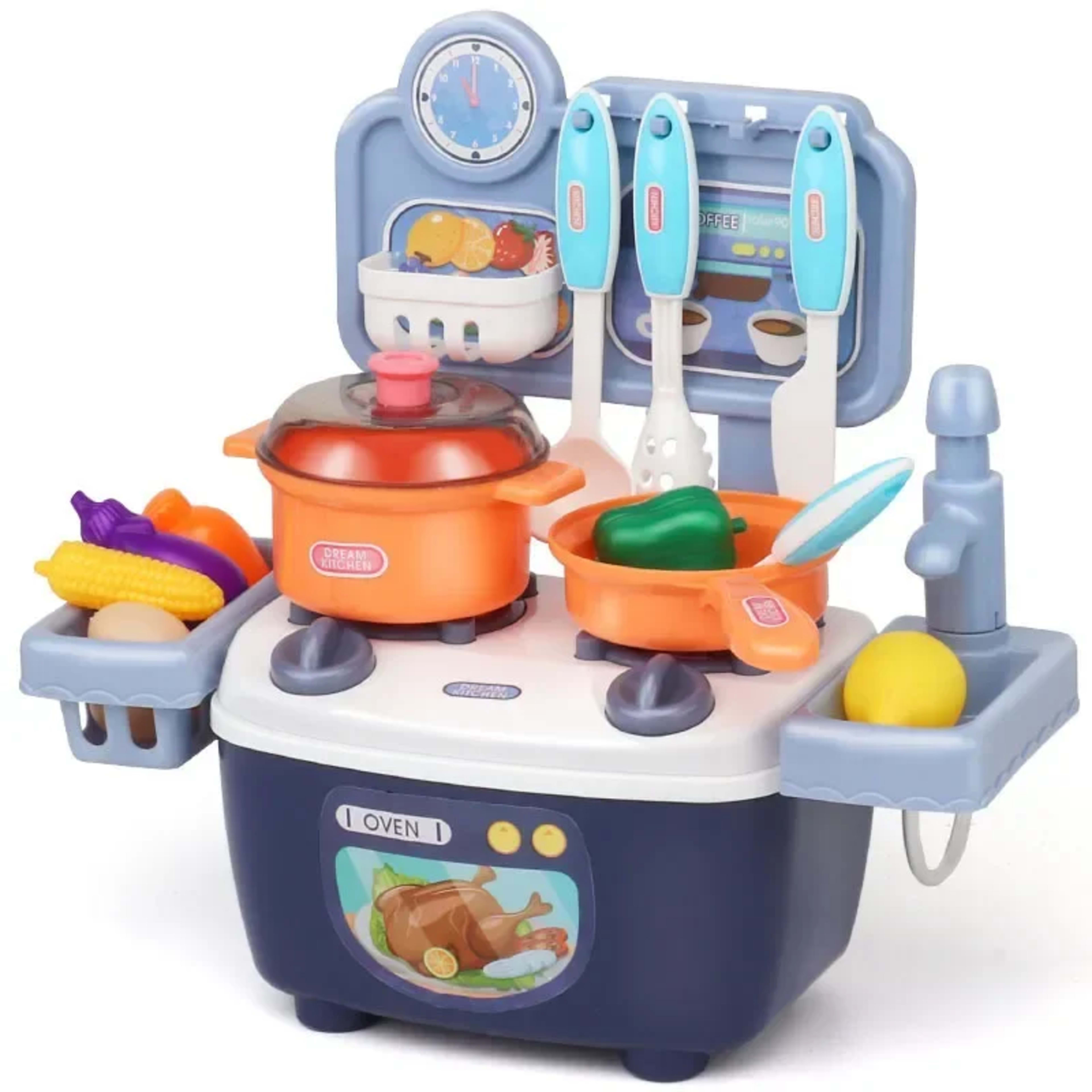 Kitchen Toys Imitated Chef Light Music Pretend Cooking Food Play Dinnerware Set Safe Cute Children Girl Toy Gift Fun Gam 3