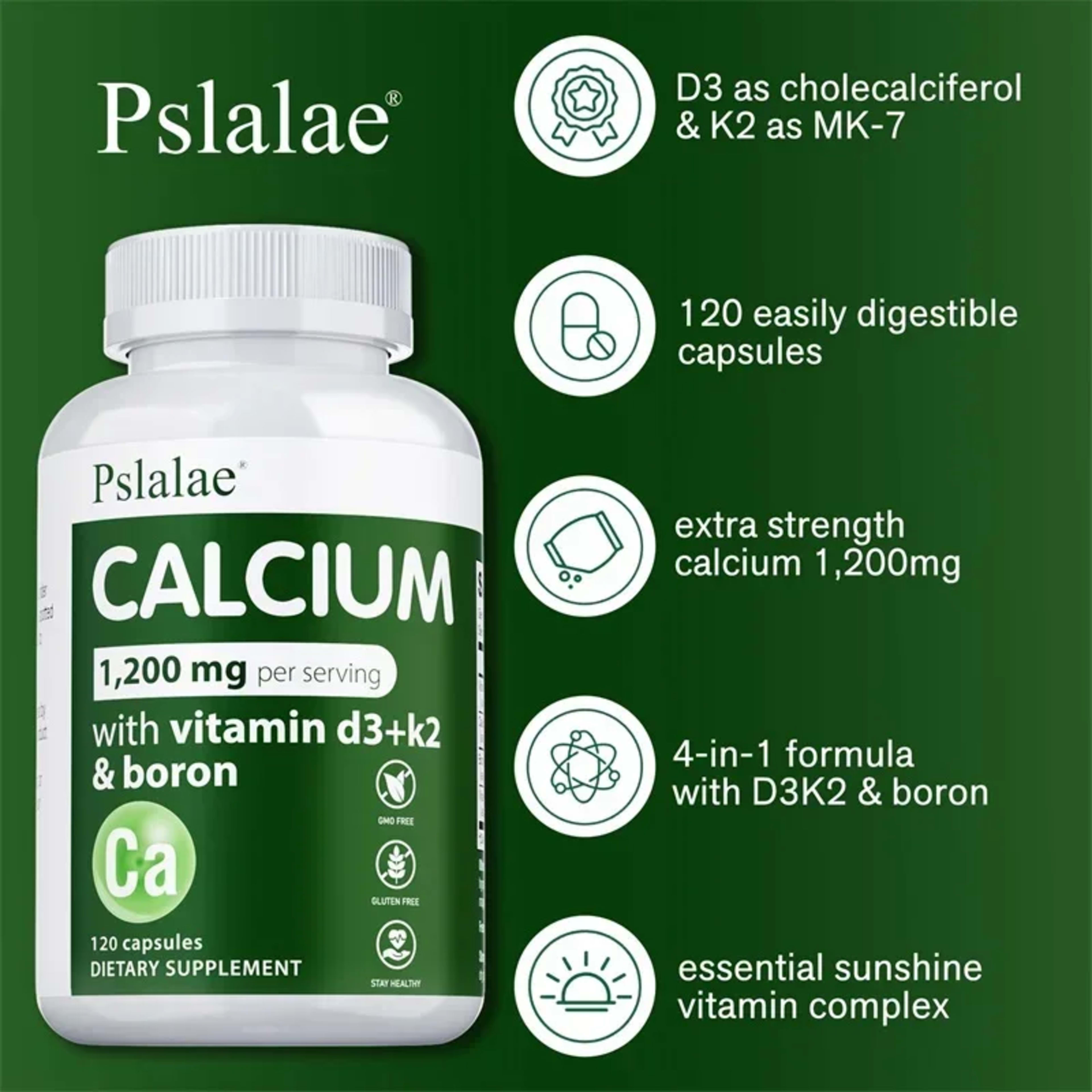 Calcium Supplement - Promotes Calcium Absorption, Boosts Energy, Strong Bones, Supports Heart & Muscle Health, Non-GMO 4