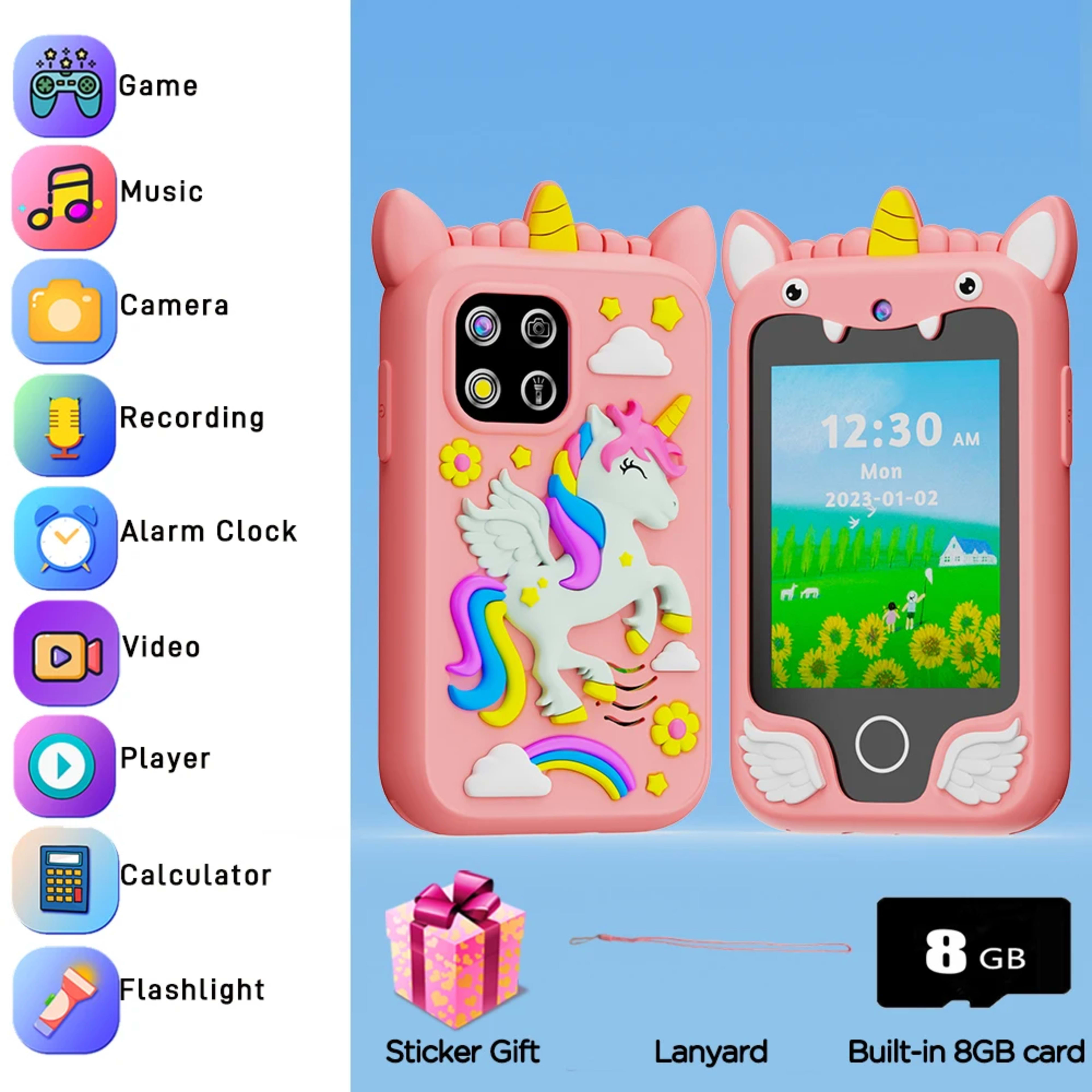 Baby Phone Toy Educational Simulation Mobile Toy with Games Music Stories Video Toddler Learning Play Phone Gift for Kid