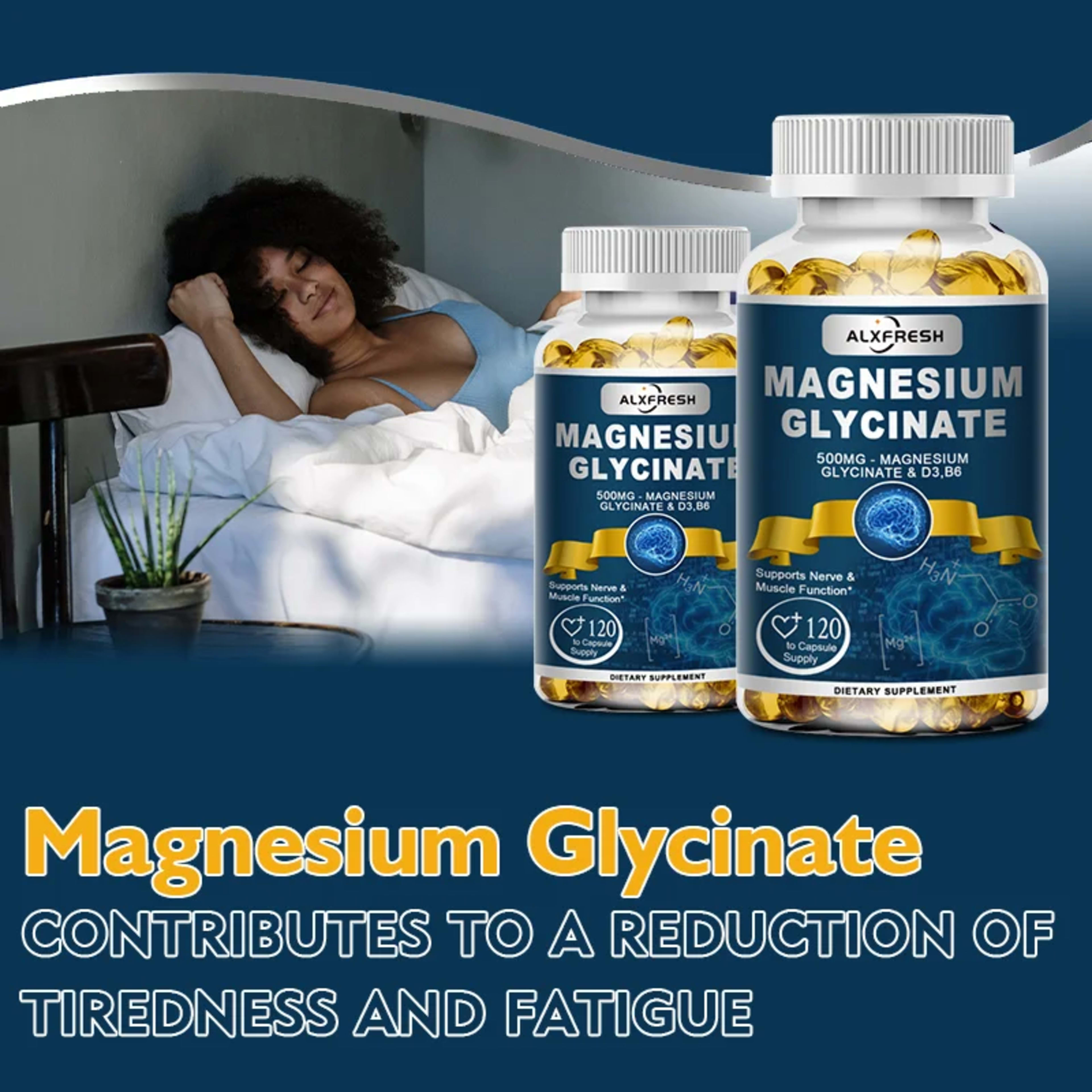 Magnesium Glycinate Supplement Zinc,Vitamin D3 B6, Support Muscle & Nervous, Immune System Tiredness Health 4