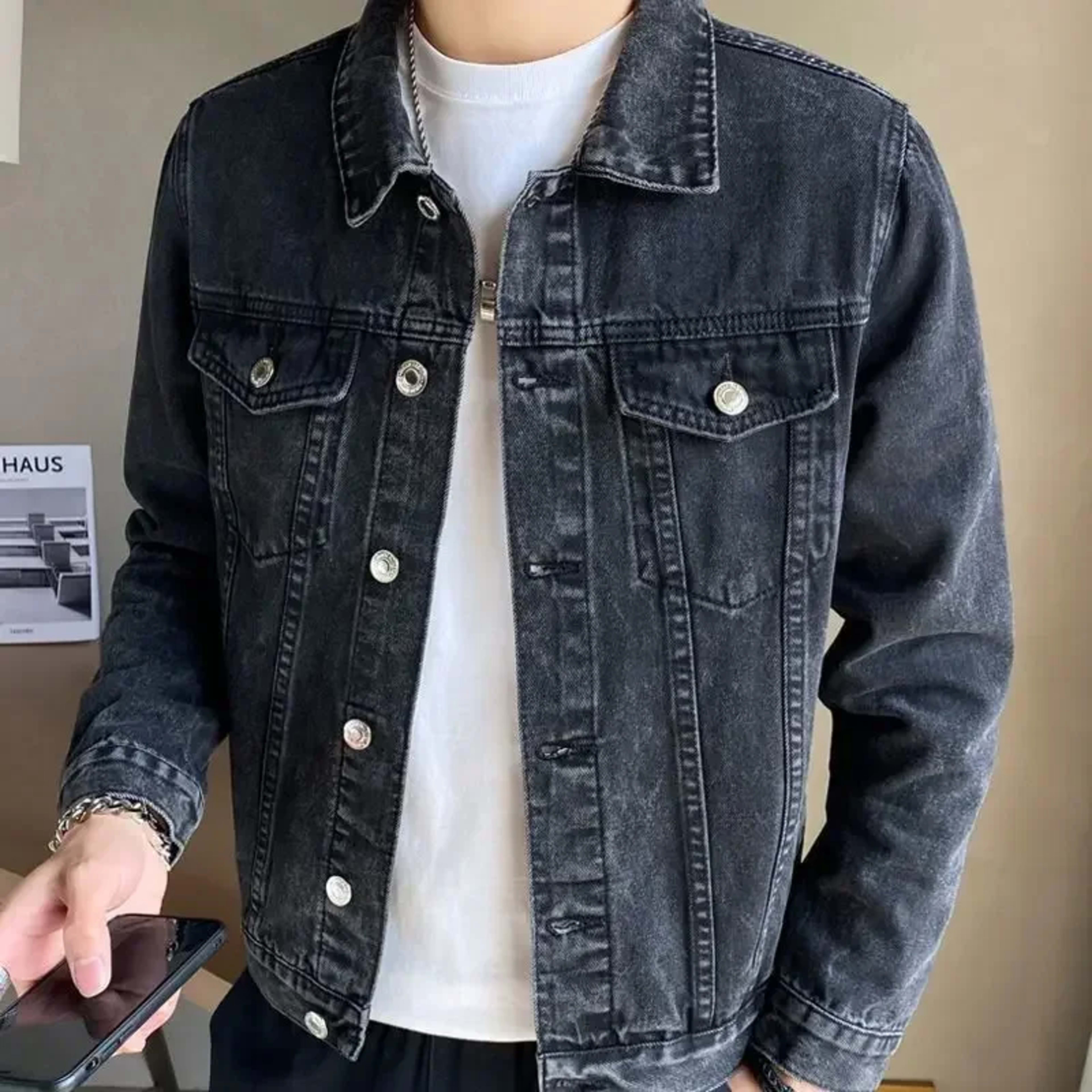 Jeans Coat for Men Black Autumn Denim Jackets Man High Quality Winter 2025 Low Cost Joker Fashion Large Size Menswear Ne 1