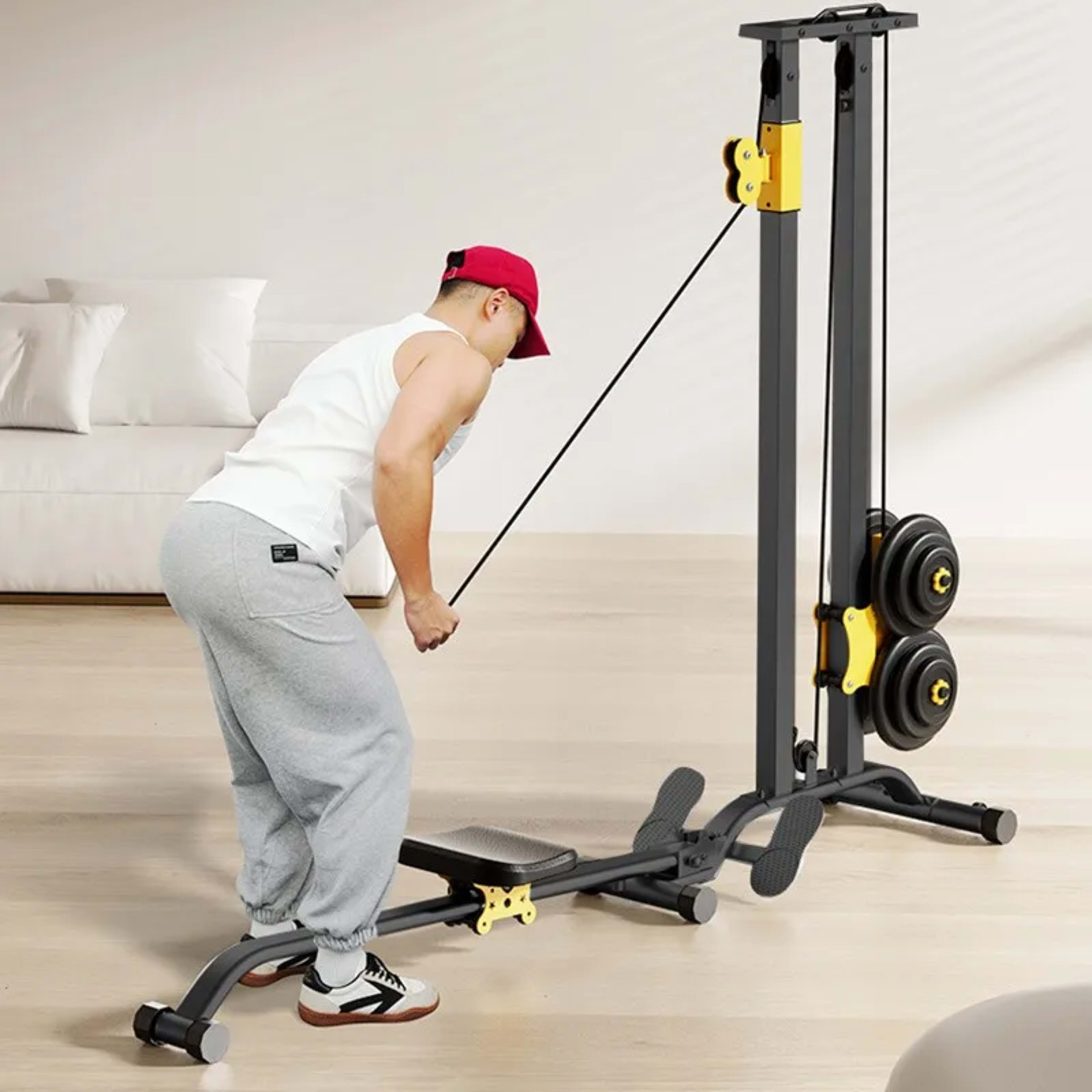 Multifunctional Rowing Machine, Fitness Equipment, High Pull Frame, dumbbell, Integrated Training Device 4