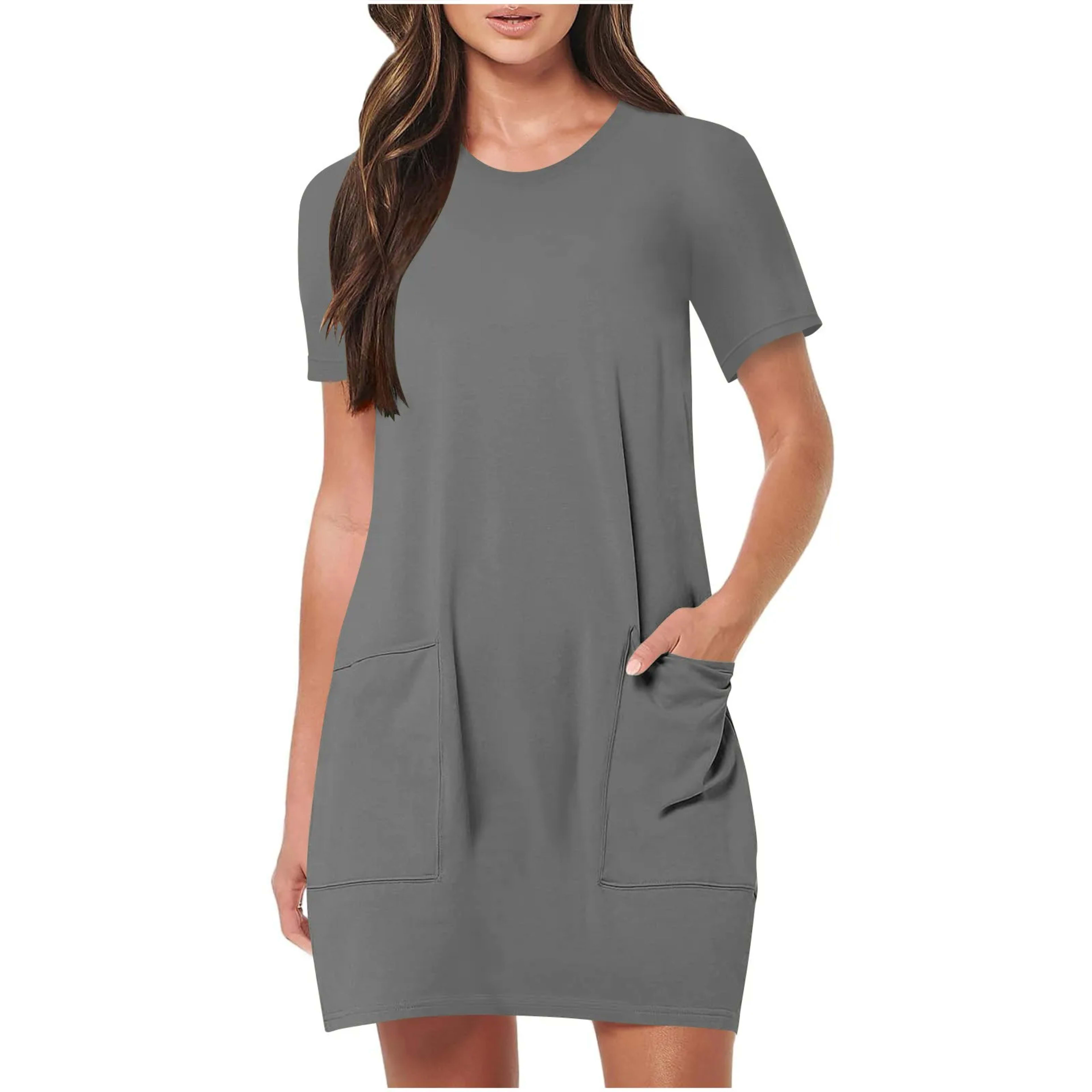 Women's Elegant Dresses Fashionable Solid Color Dress Casual Holiday Sports Short Dresses Long One-Piece Dress Gown vest 5