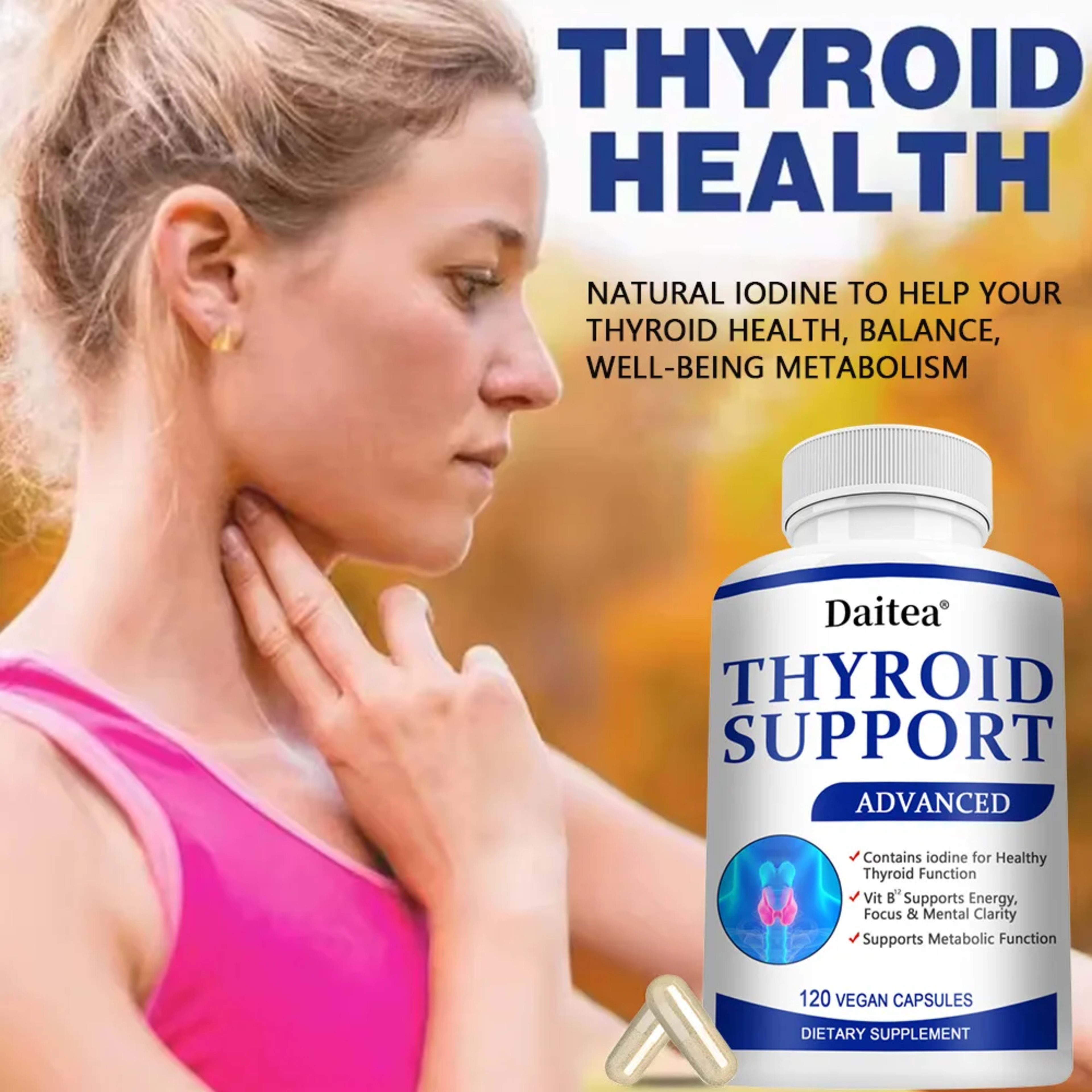 Thyroid Supplement with L-tyrosine, Iodine, Zinc & Selenium - Promotes Memory, Cognitive, Thyroid Health and Metabolism, 5