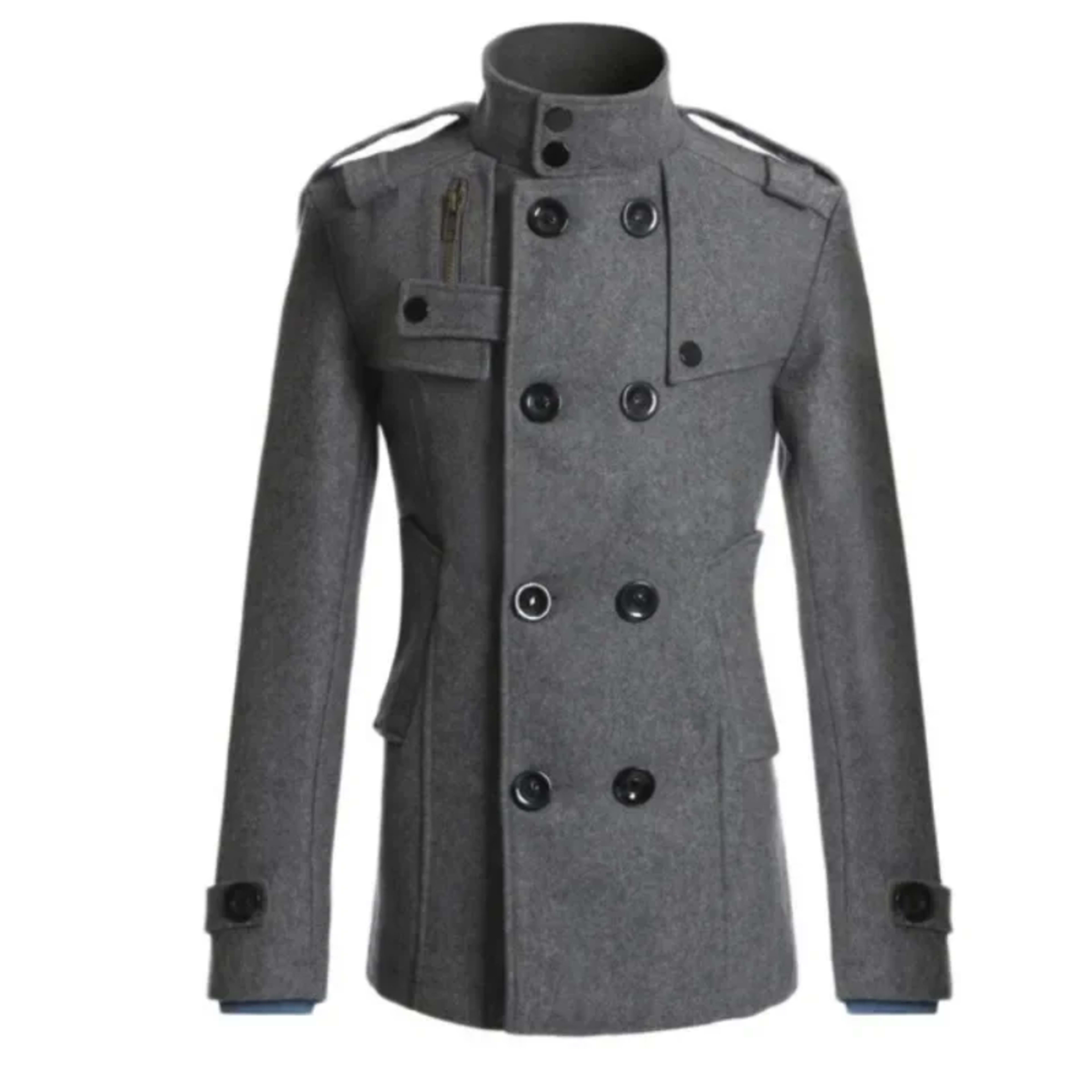 Men Casual Jacket Fall-Winter Outdoor Warm Windbreaker Fashion Lapel Double Breasted Gentleman Coat Daily Versatile Clot 10