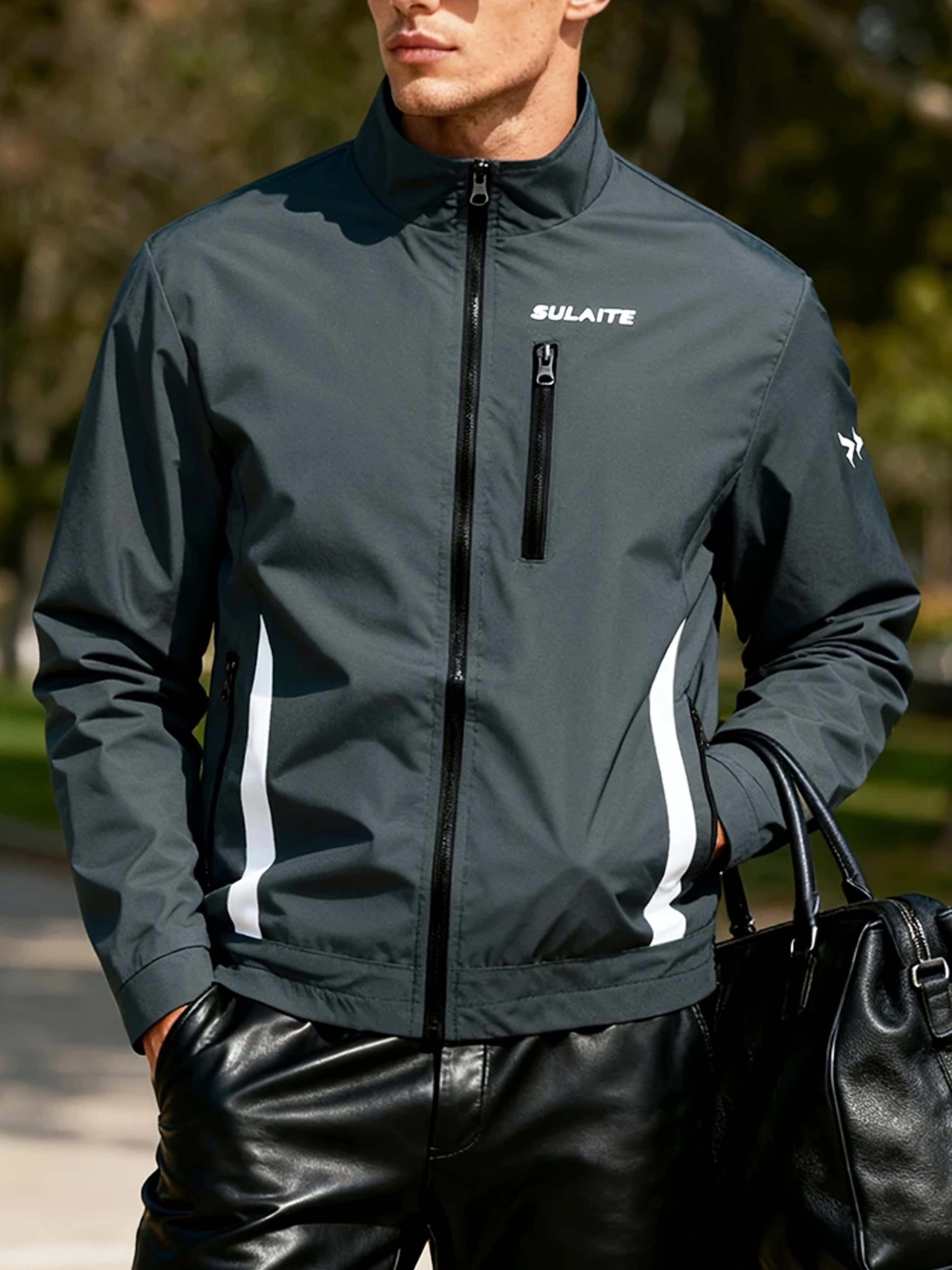 Men‘s Jacket Casual Stand Collar Jacket Spring Summer Lightweight Windbreaker Bomber Jacket Sportswear Breathable Coat C 4