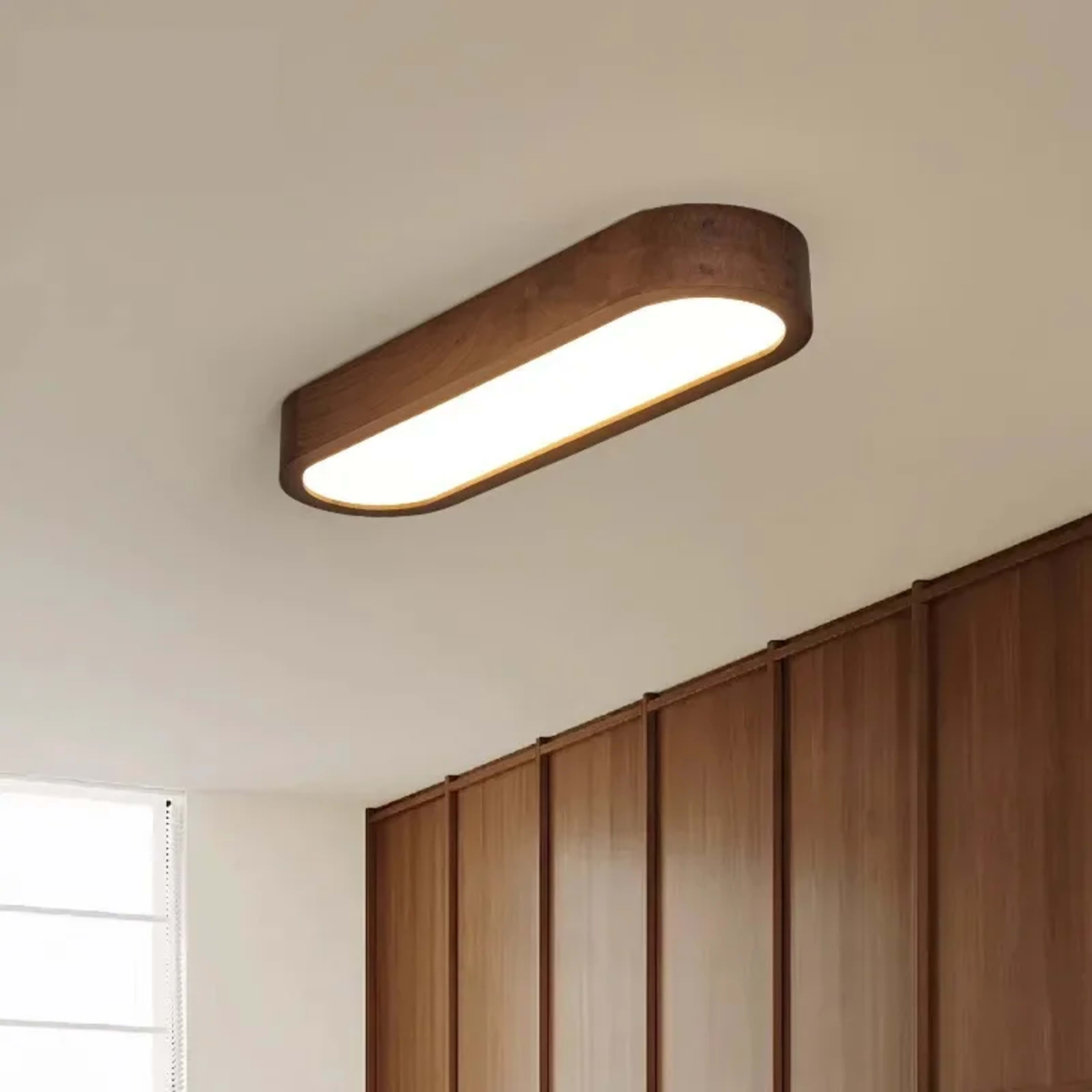 Modern LED Ceiling Lamp Wood Grain Linear Ceiling Light Fixture for Living Dining Room Bedroom 4