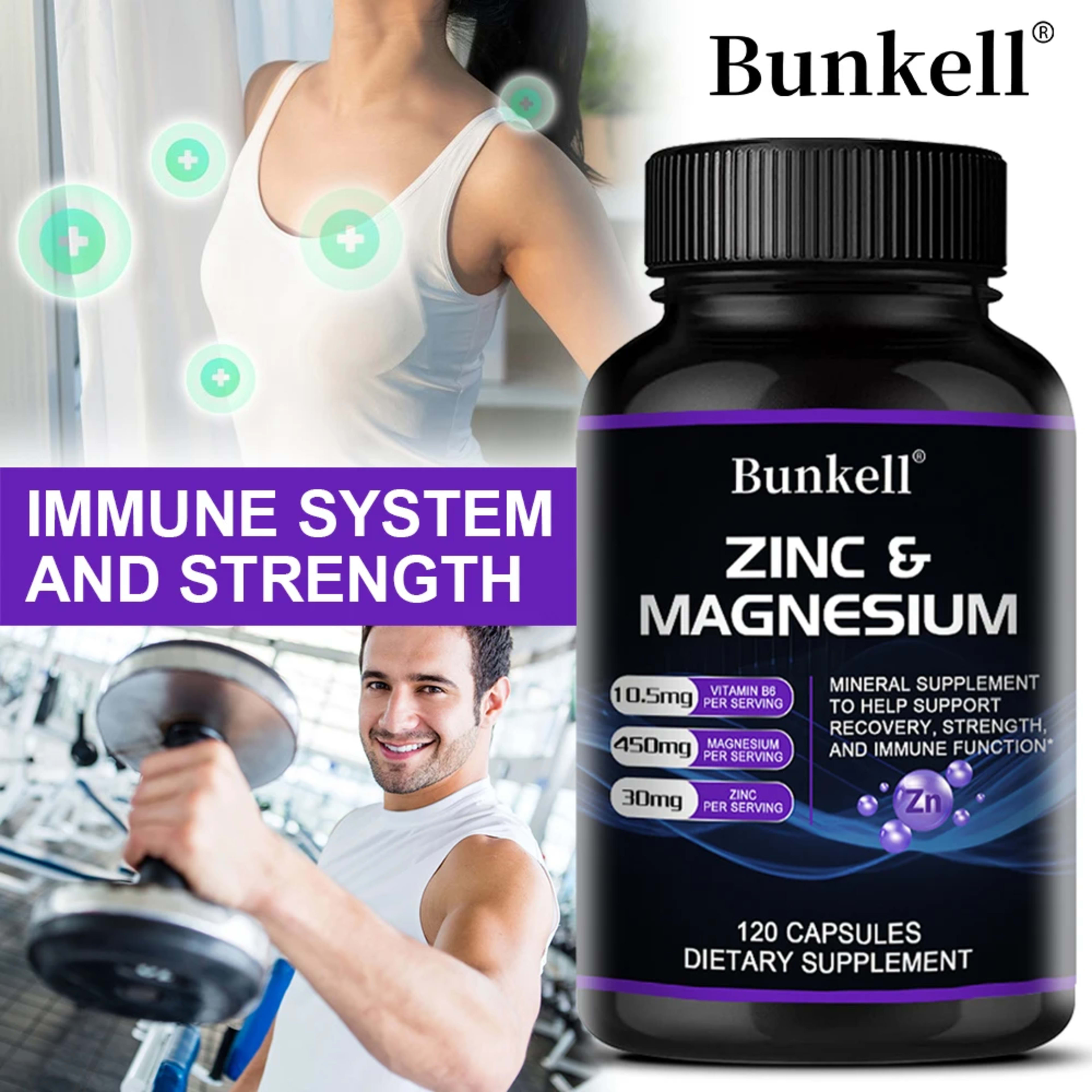 Zinc + Magnesium Supplement, Strong Bones, Teeth, Heart, Nerves, Enhance Immunity, Support Bone Density and Muscle Healt 1