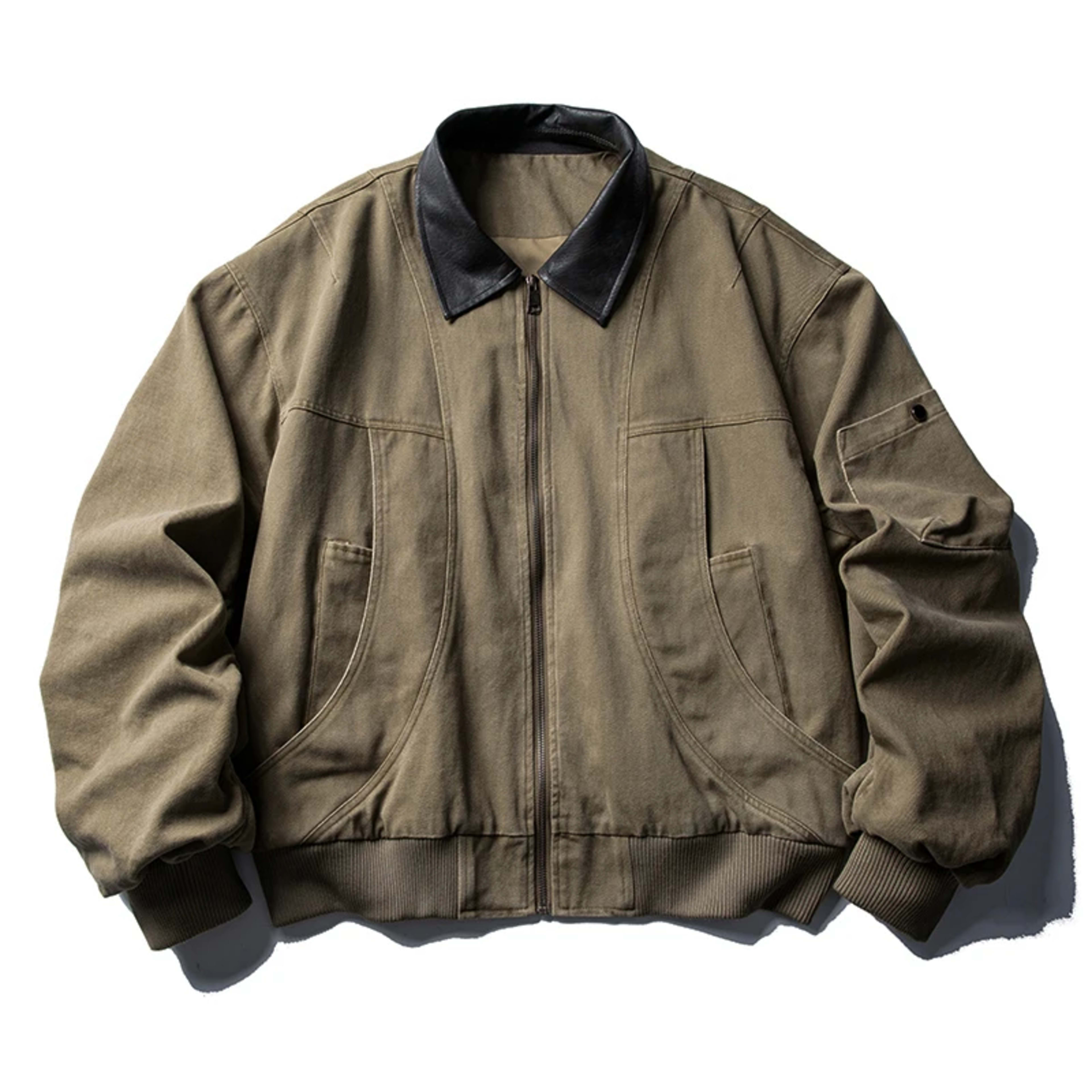Mens Work Jacket Vintage American Japanese Streetwear Oversized Leather Collar High Quality Spring Autumn Casual Coat To 8