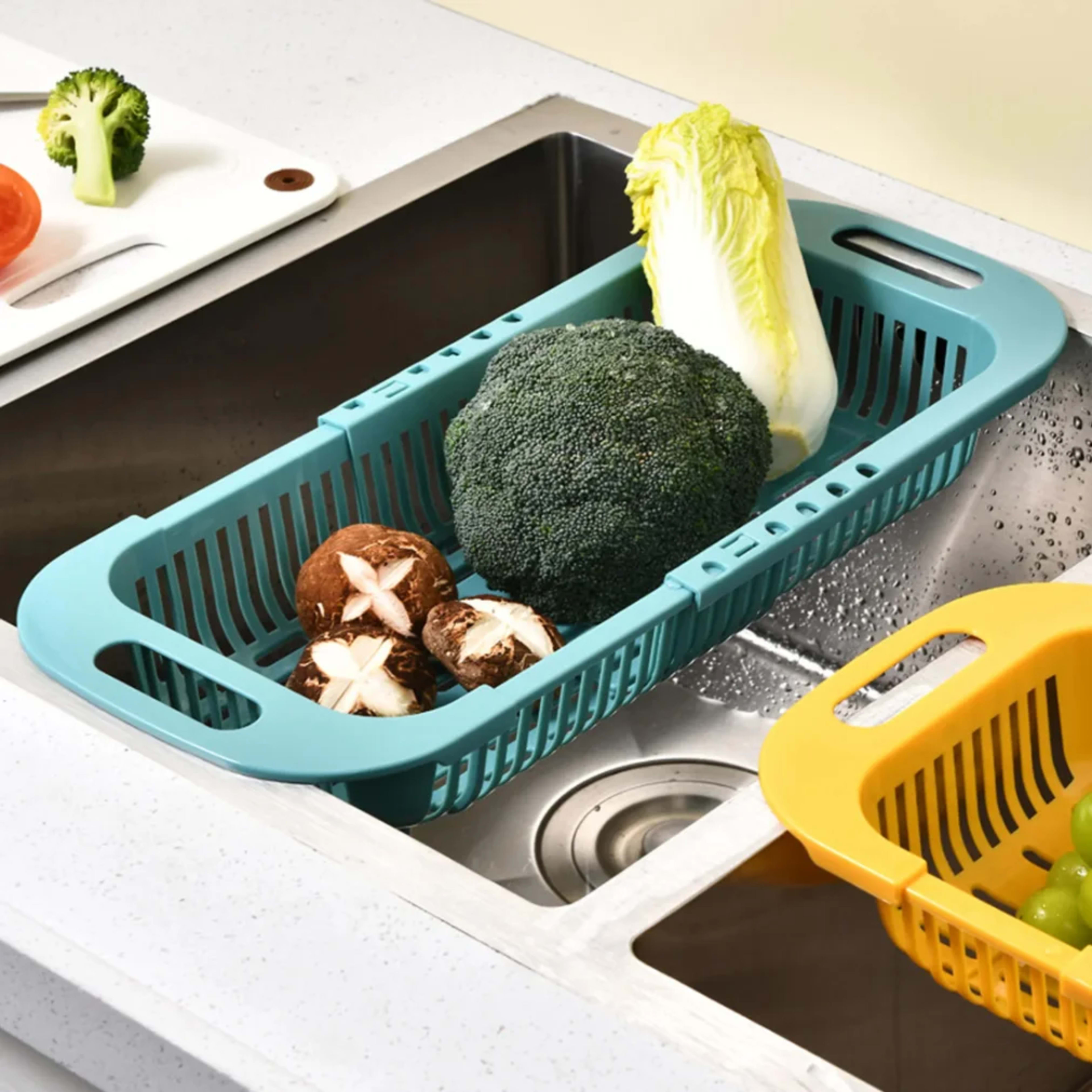 Kitchen Organizer Soap Sponge Holder Sink Rack Telescopic Drain Rack Adjustable Vegetable Drain Basket Kitchen Organizer 3