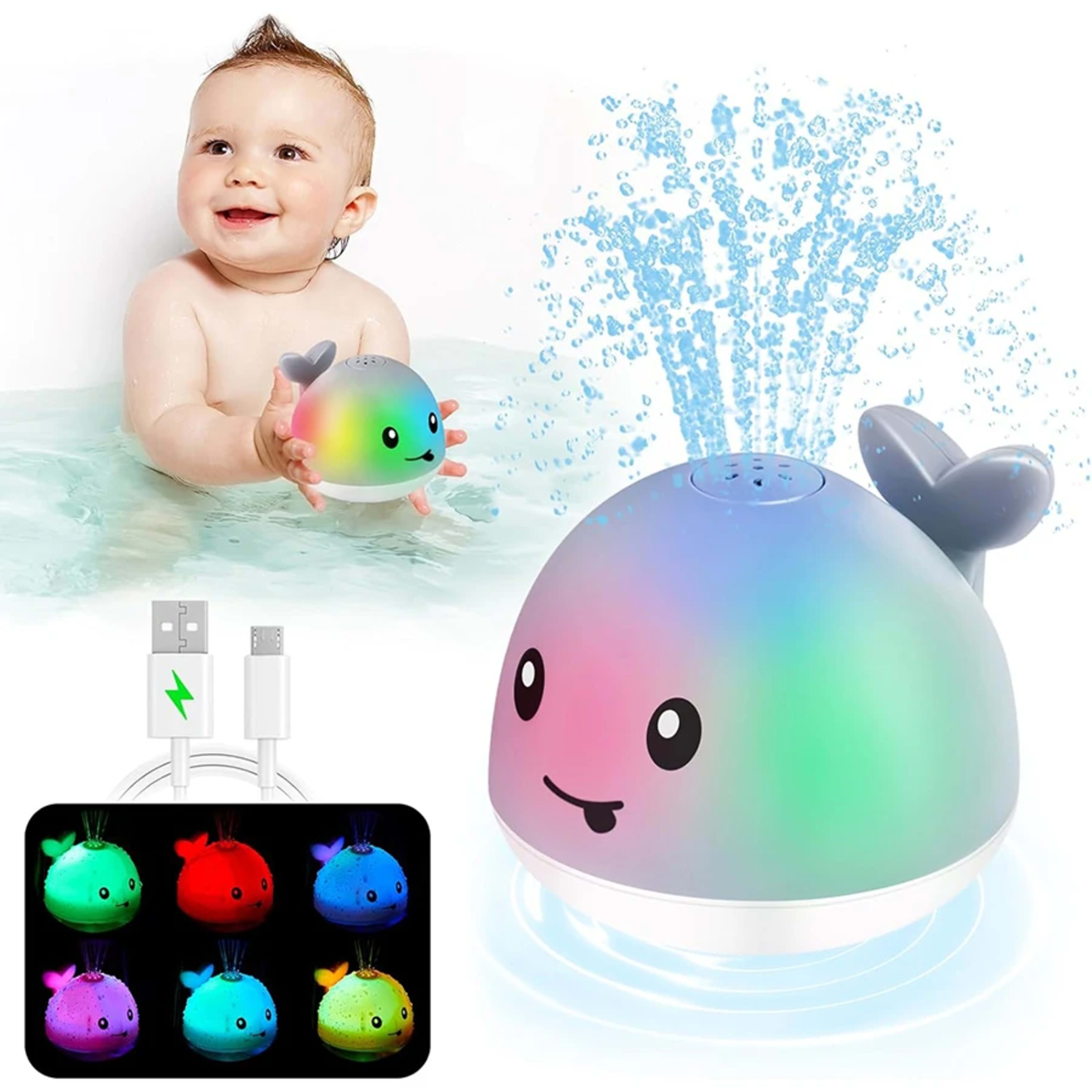 Baby Bath Toys Light up Bath Toys for Kids Baby Whale Bath Toy Sprinkler Toddler Fountain Bathtub Pool Water Table Toys