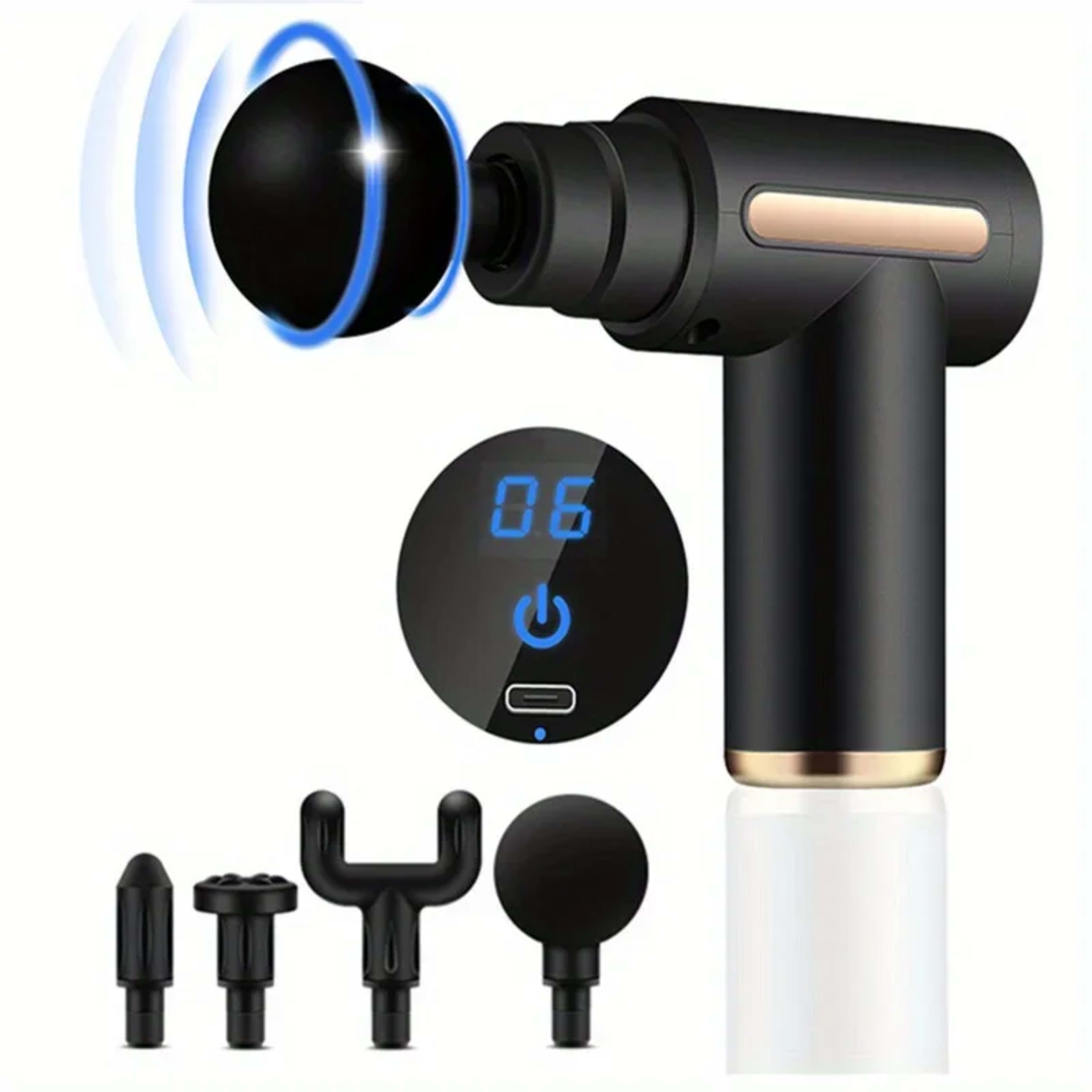 Portable Fascial Massage Gun Electric Percussion Pistol Massager Body Relaxation With LED Touch Screen 4Replaceable Mass 9