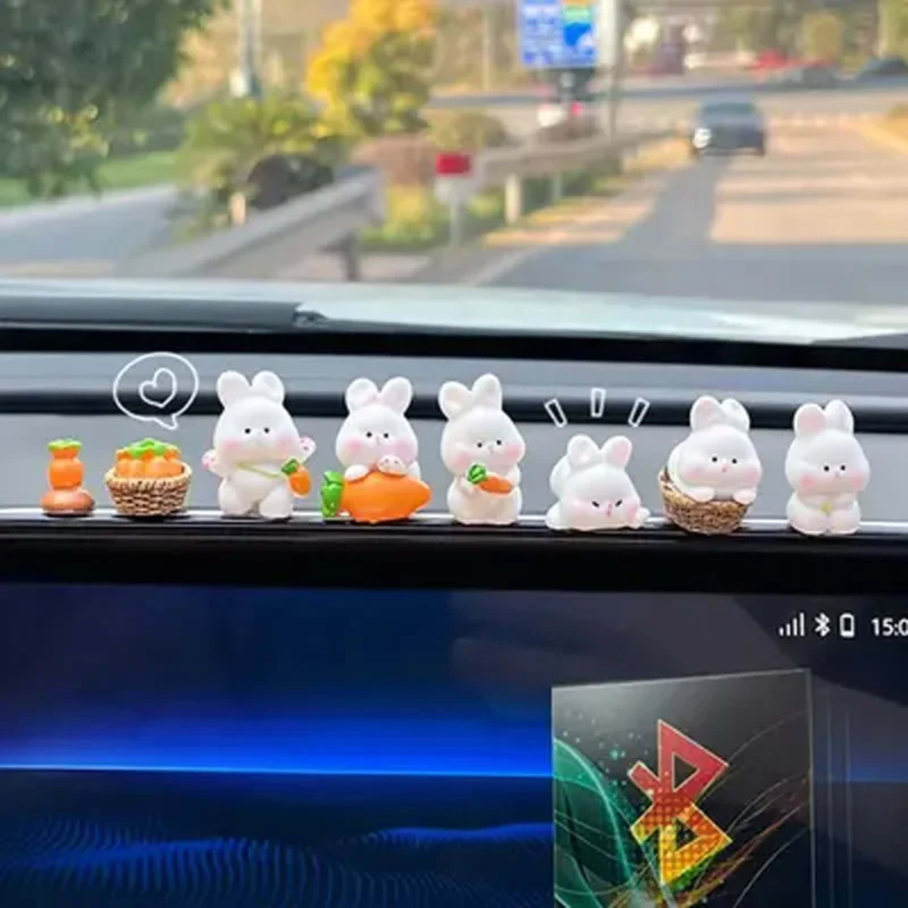 Car interior accessories, car center console decorations, cute bunny car accessories, electric vehicle accessories
