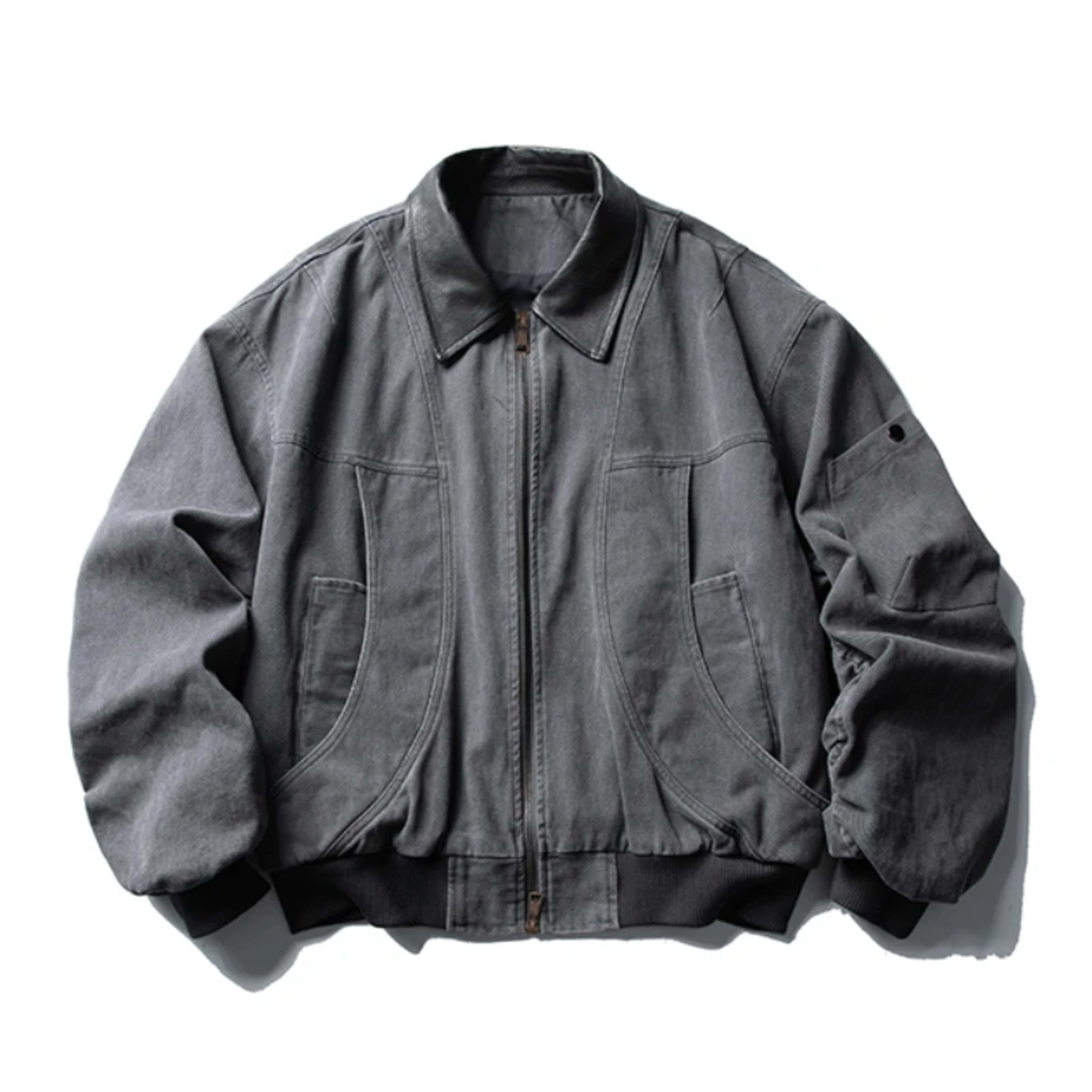 Mens Work Jacket Vintage American Japanese Streetwear Oversized Leather Collar High Quality Spring Autumn Casual Coat To 7