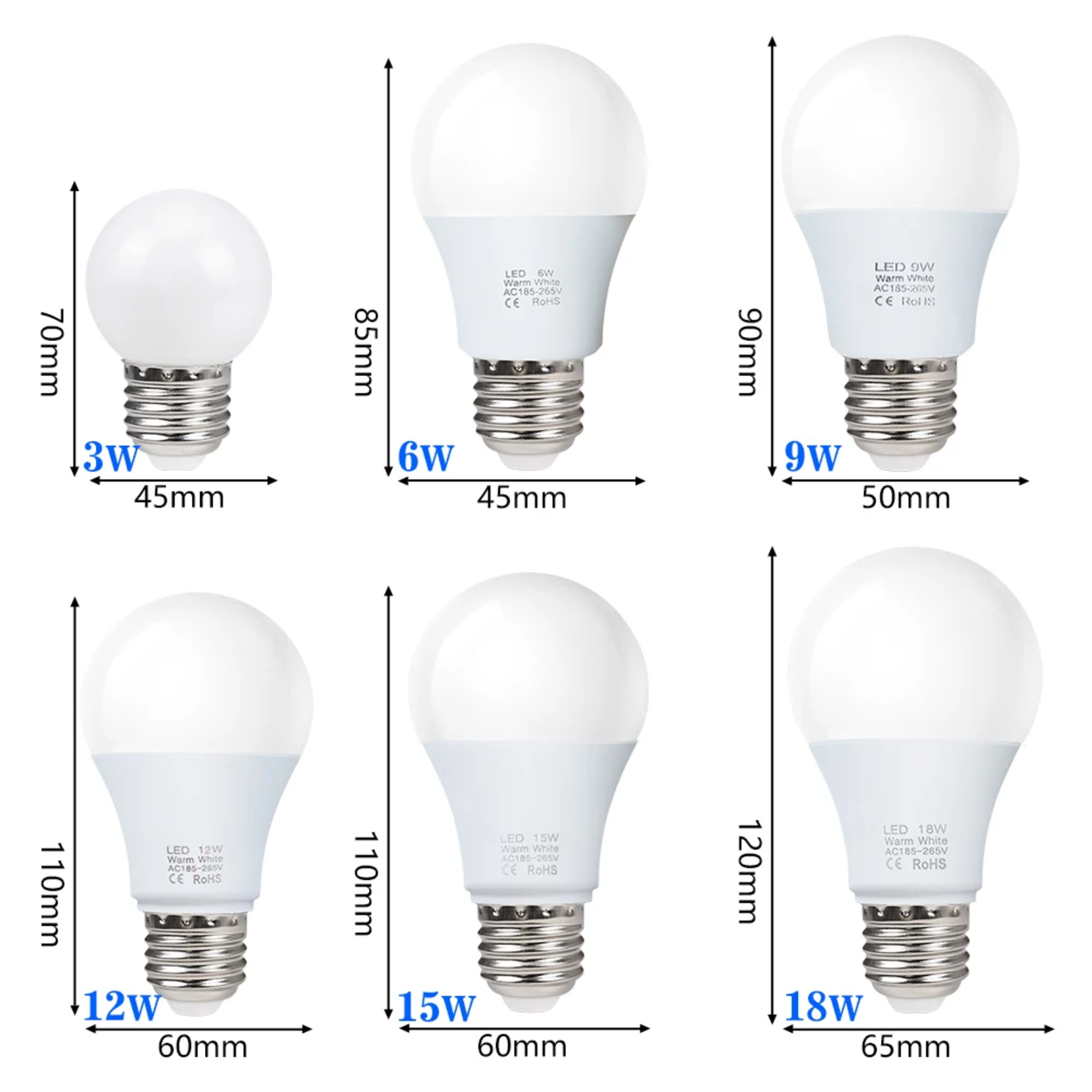 3W 6W 9W 12W 15W 18W LED Bulb Lamps E27 Lampada LED Light Bulb AC 220V-240V Smart IC High Brightness Bombilla Lamp Spotl 2