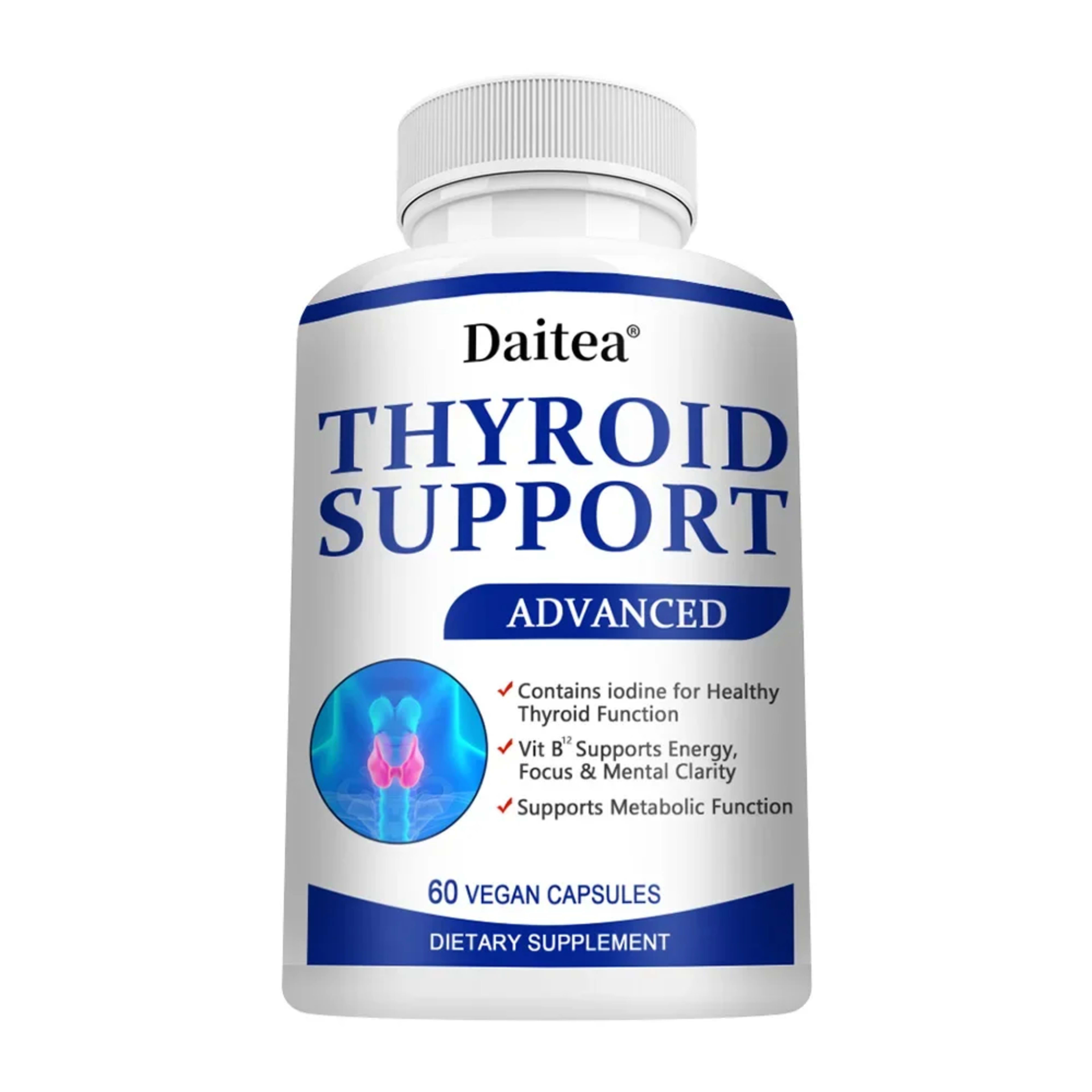 Thyroid Supplement with L-tyrosine, Iodine, Zinc & Selenium - Promotes Memory, Cognitive, Thyroid Health and Metabolism,