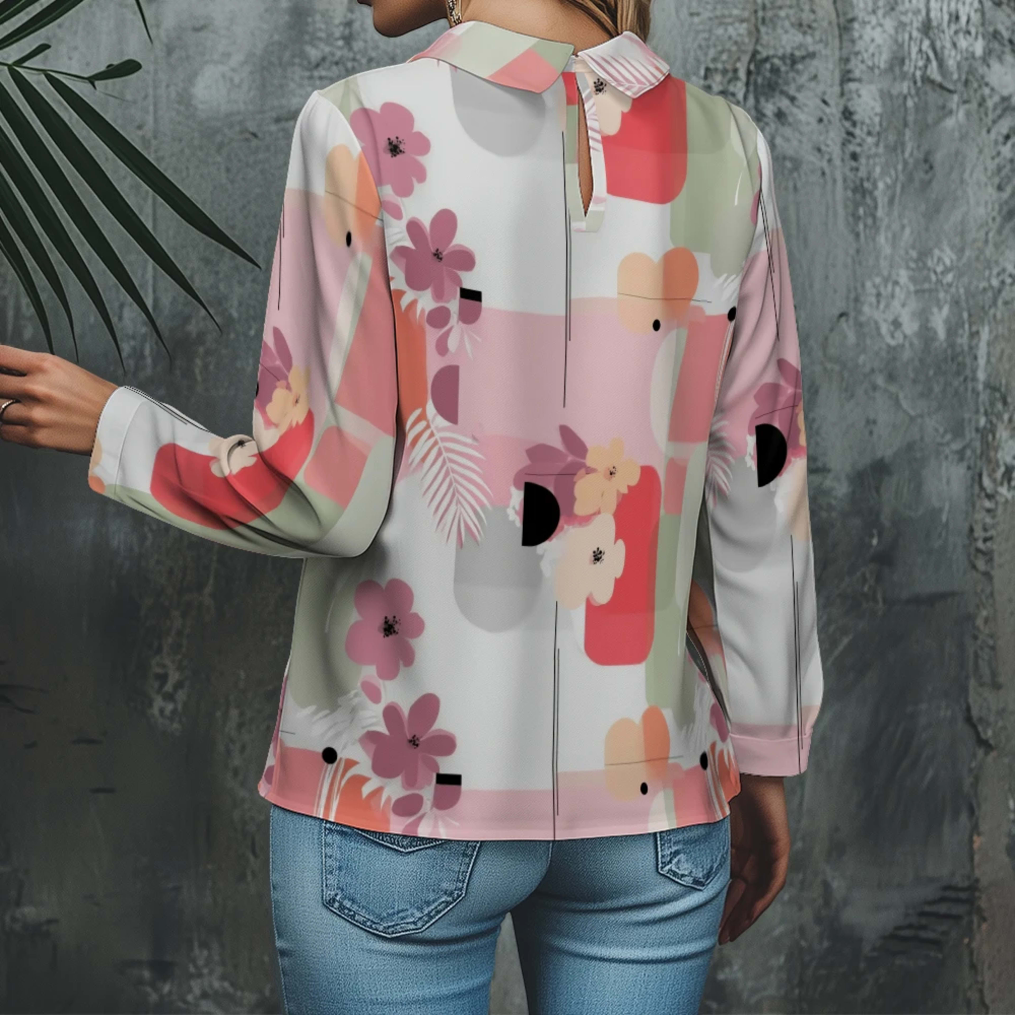 Women's Floral Shirt Cute 3/4 Sleeve Blouse Breathable Vacation Top Resort Style Button Down Tunic Summer Casual Shirt P 2
